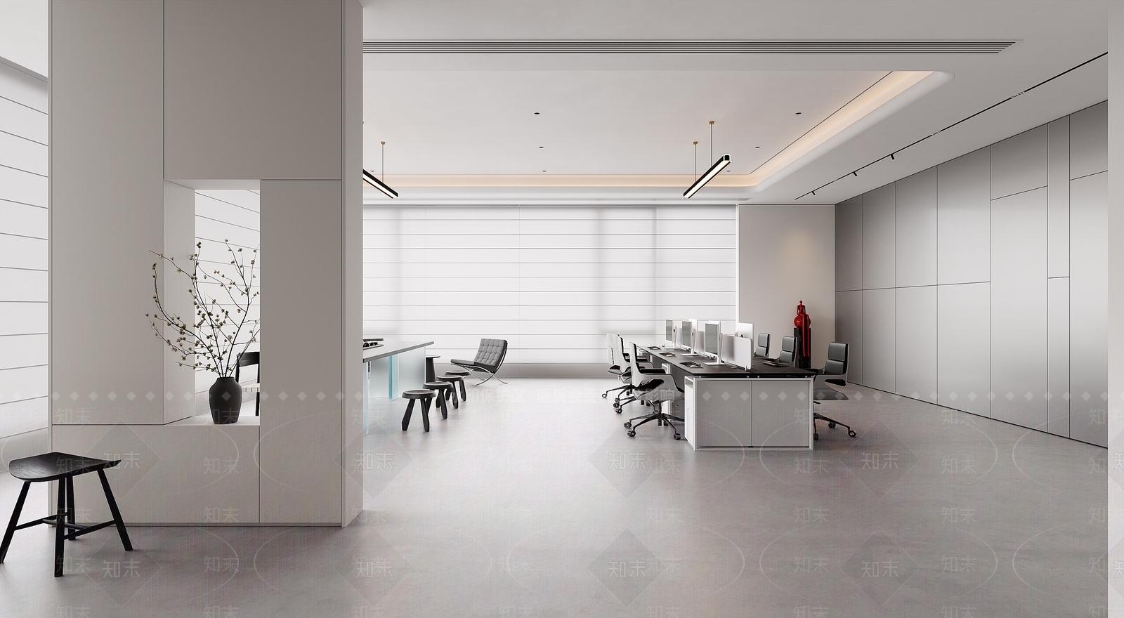 现代极简办公大厅3D模型下载【ID:1198930205】