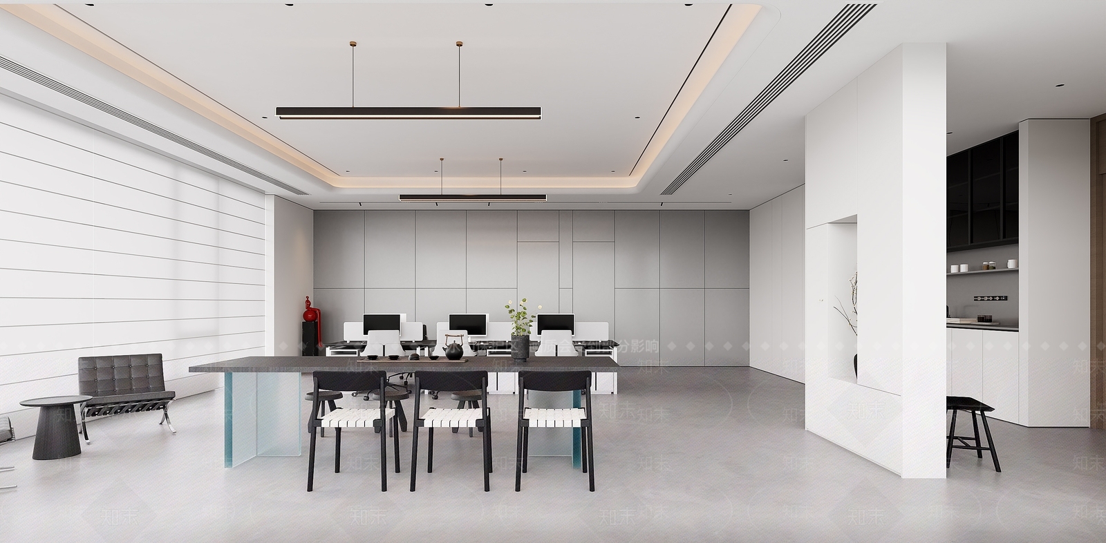 现代极简办公大厅3D模型下载【ID:1198930205】