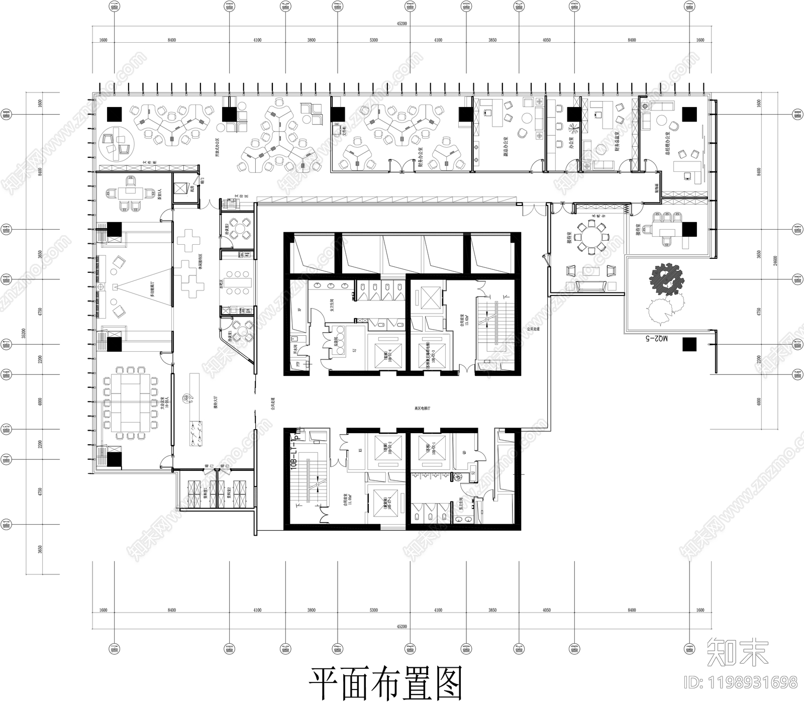 现代整体办公空间cad施工图下载【ID:1198931698】