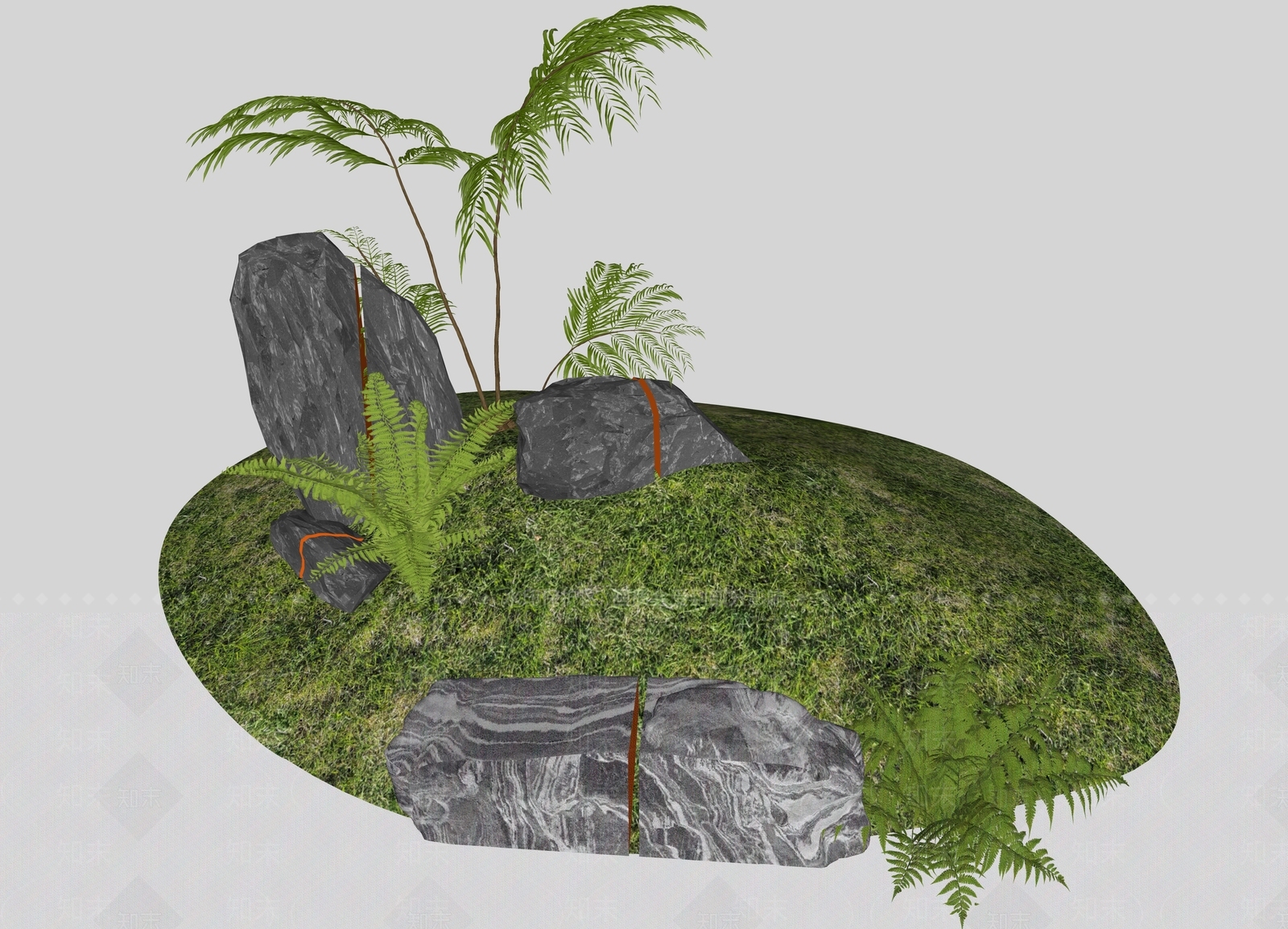 现代景观石SU模型下载【ID:1198934748】