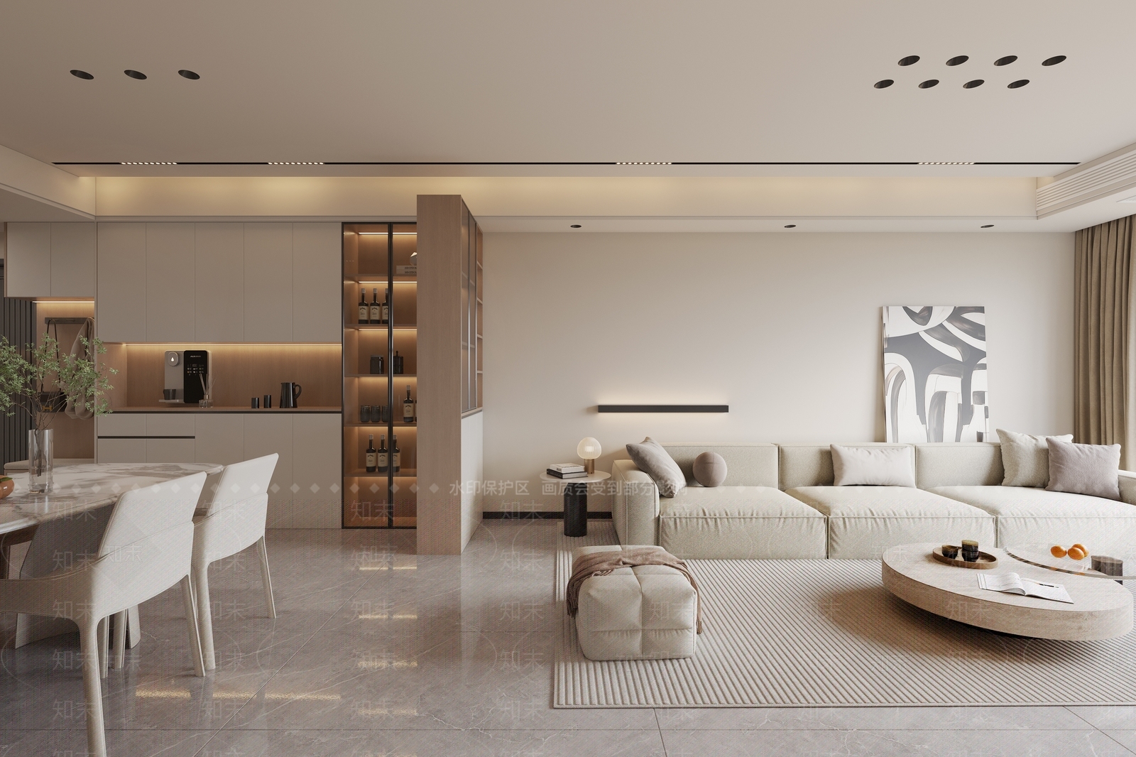 现代简约家居客厅3D模型下载【ID:1198938140】