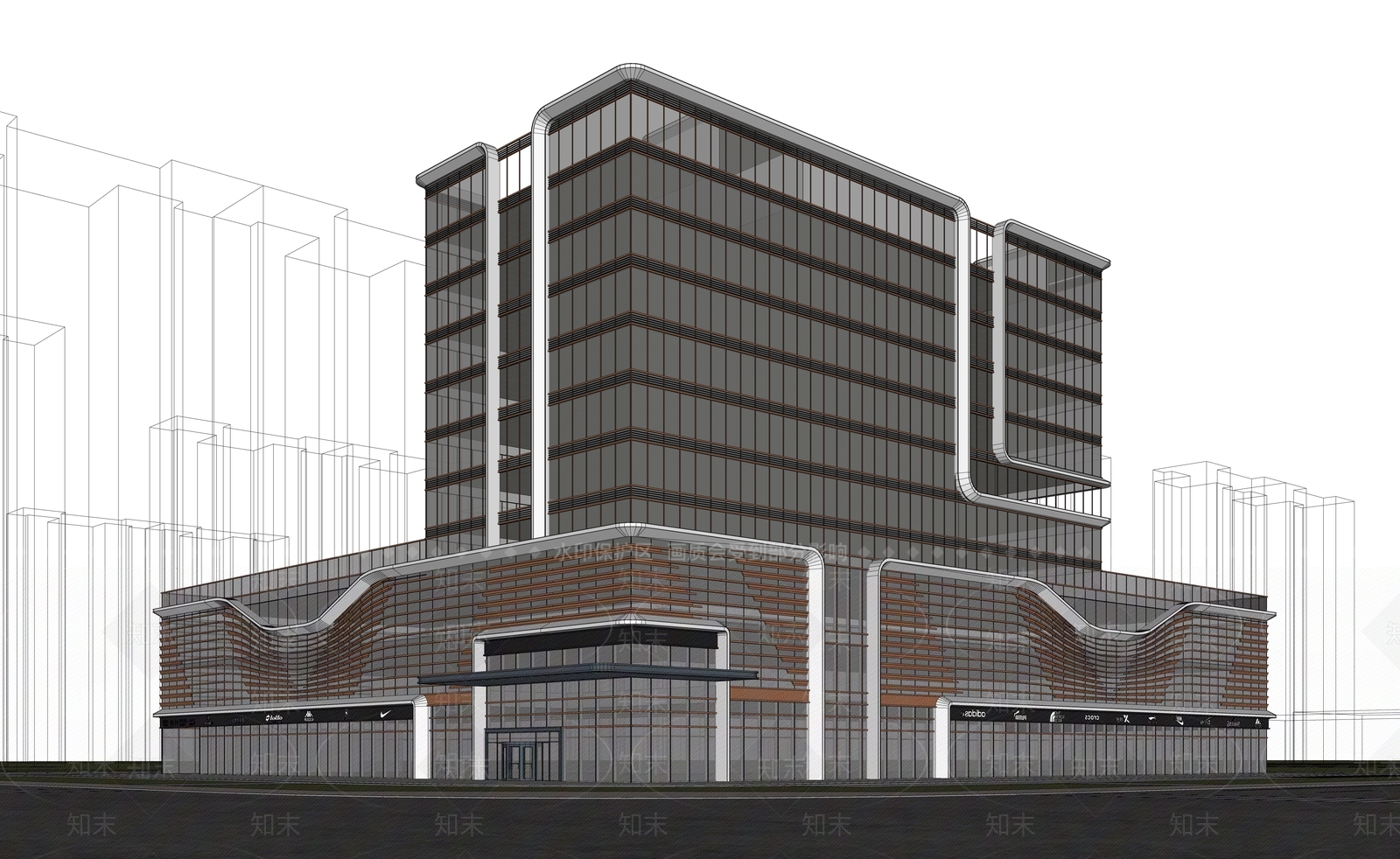 现代酒店建筑SU模型下载【ID:1198941487】