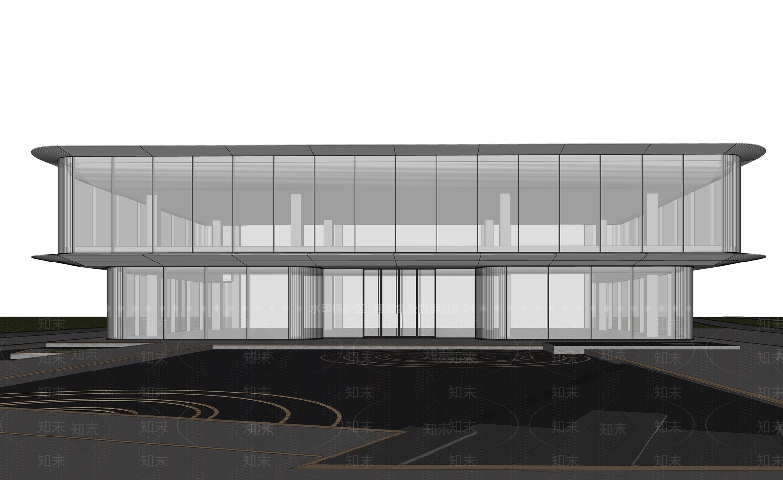 现代售楼处建筑SU模型下载【ID:1198942290】