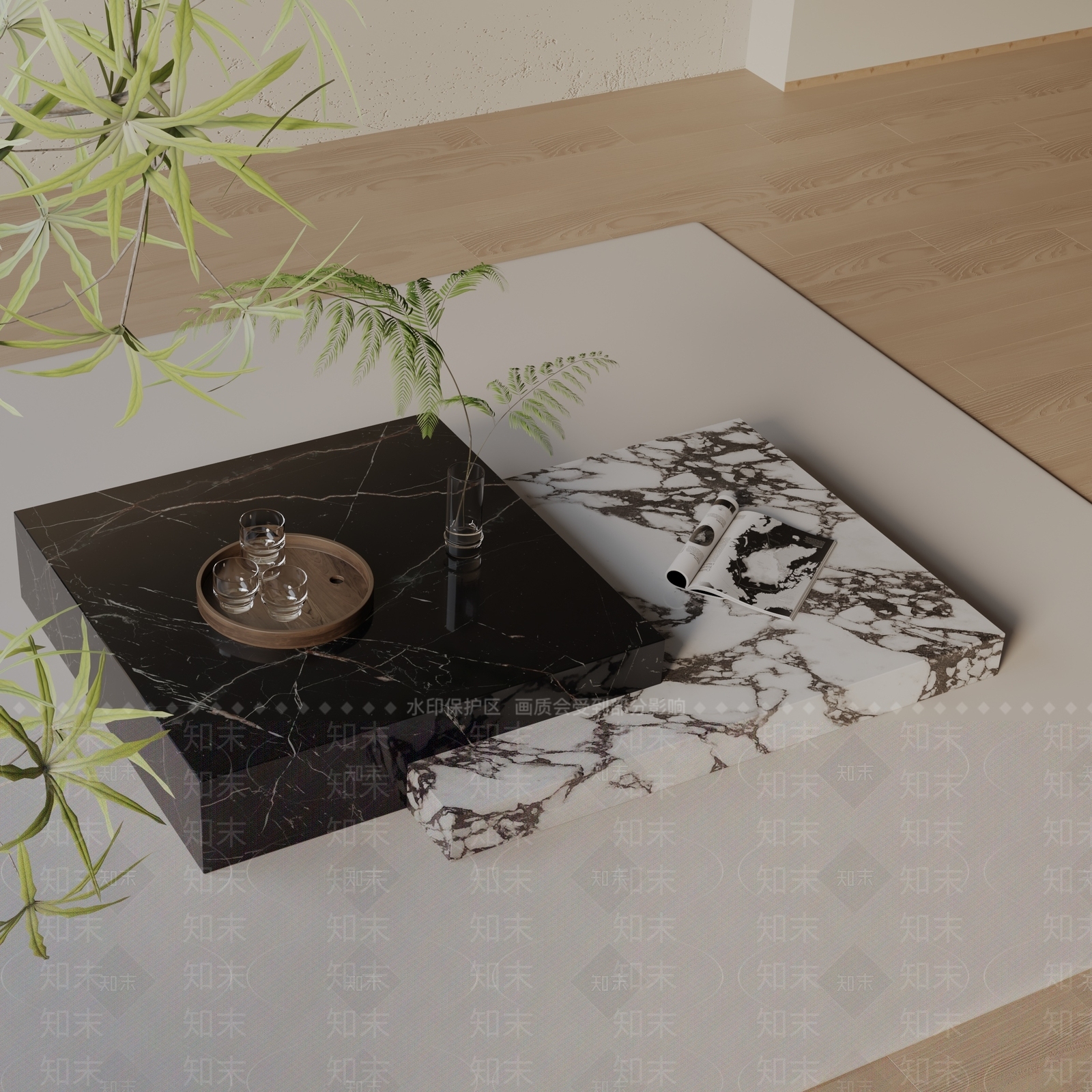 现代茶几3D模型下载【ID:1198942736】