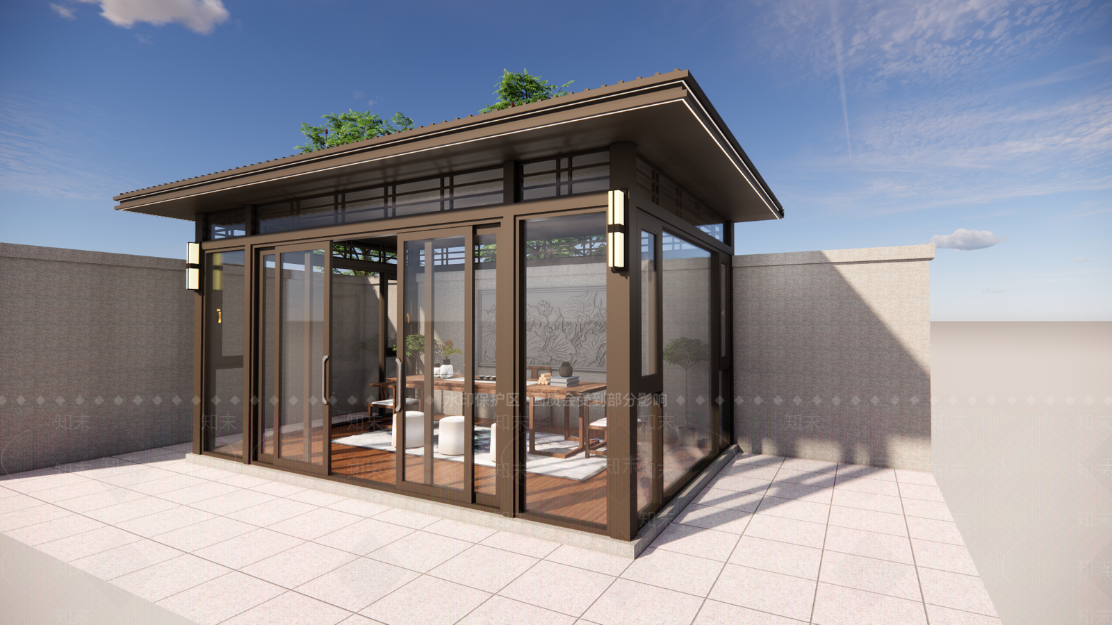 新中式现代亭子SU模型下载【ID:1198951919】