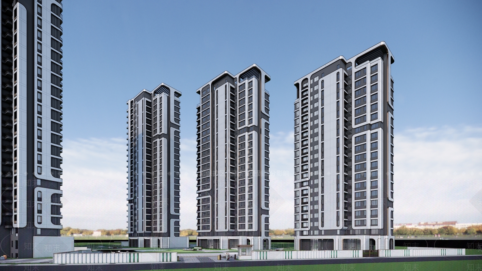 现代高层住宅SU模型下载【ID:1198953667】