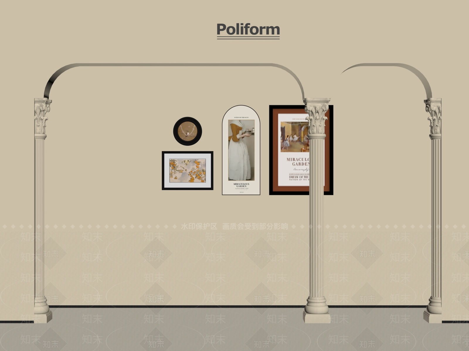 法式奶油柱子SU模型下载【ID:1198957736】