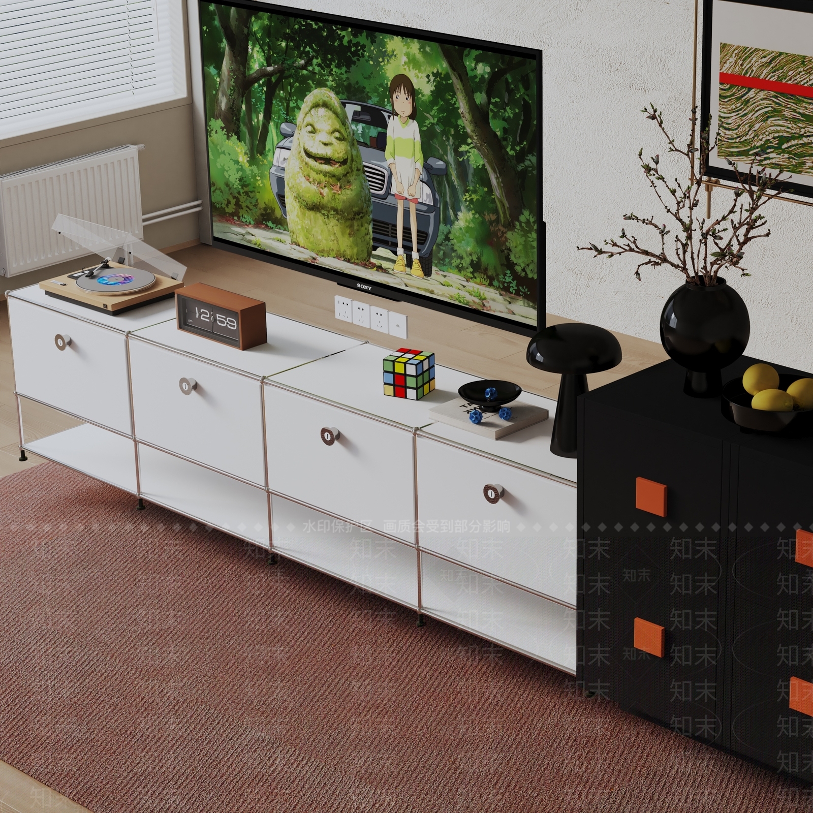 现代电视柜3D模型下载【ID:1198958565】