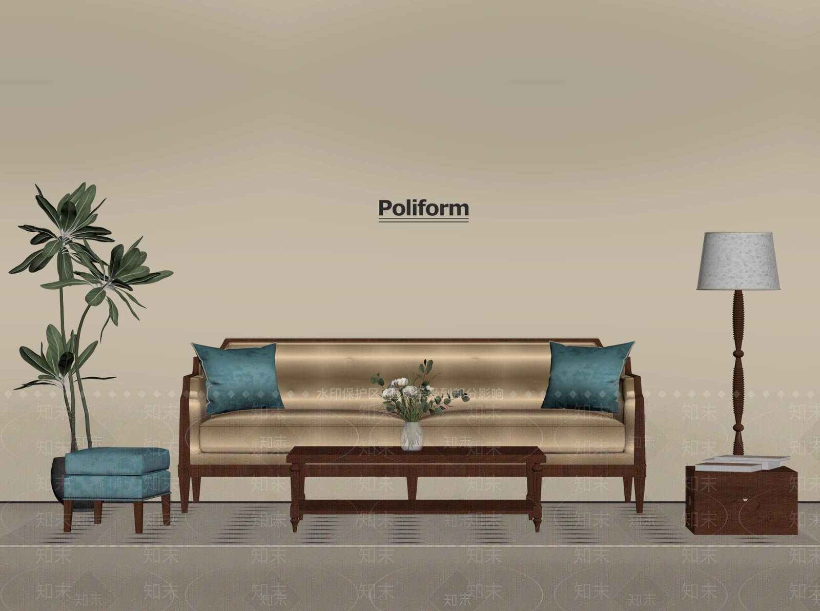 美式茶几SU模型下载【ID:1198959459】