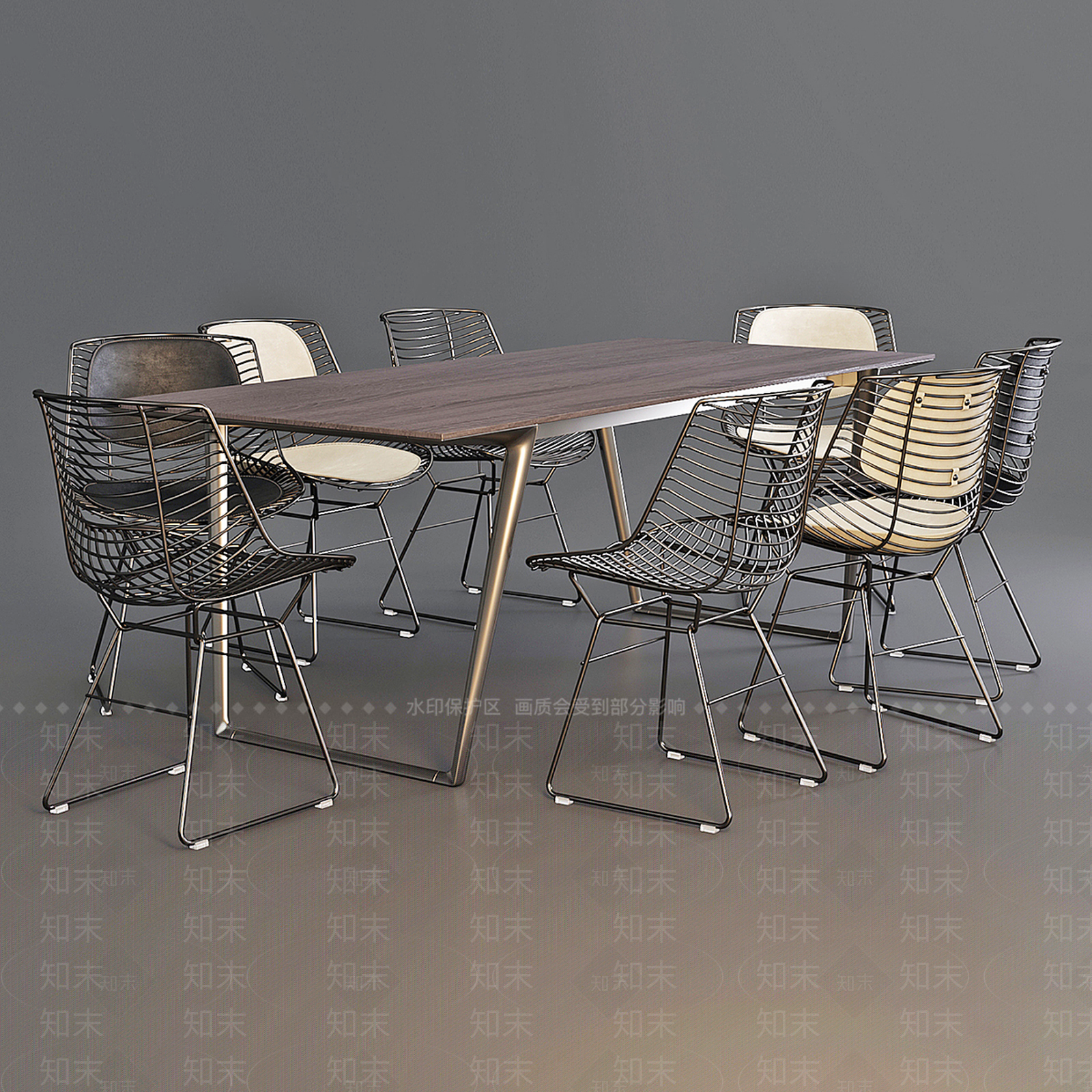 复古工业餐桌椅3D模型下载【ID:1198961934】