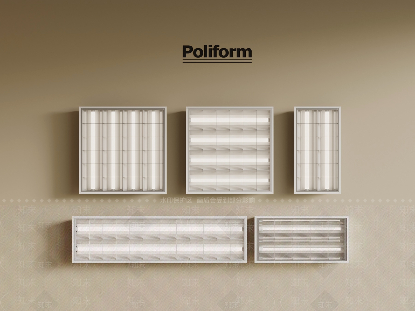 现代格栅灯SU模型下载【ID:1198964377】