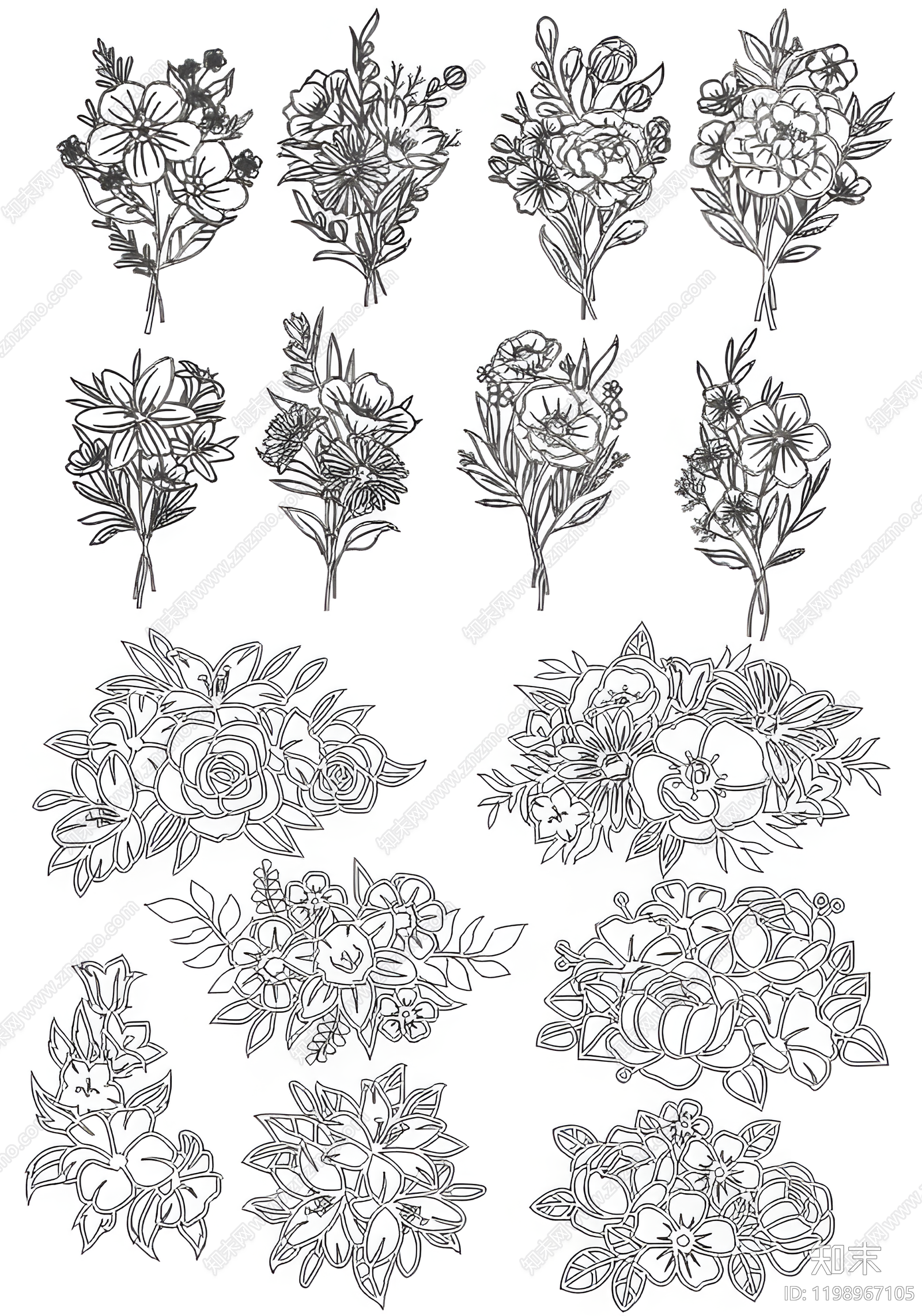 现代花施工图下载【ID:1198967105】