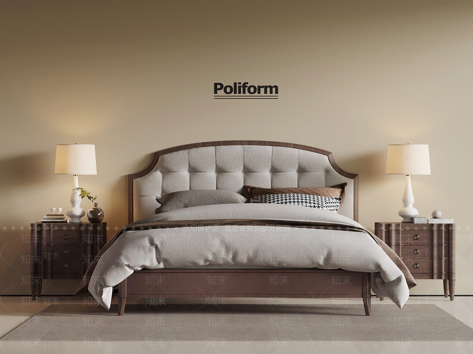 美式双人床3D模型下载【ID:1198968628】
