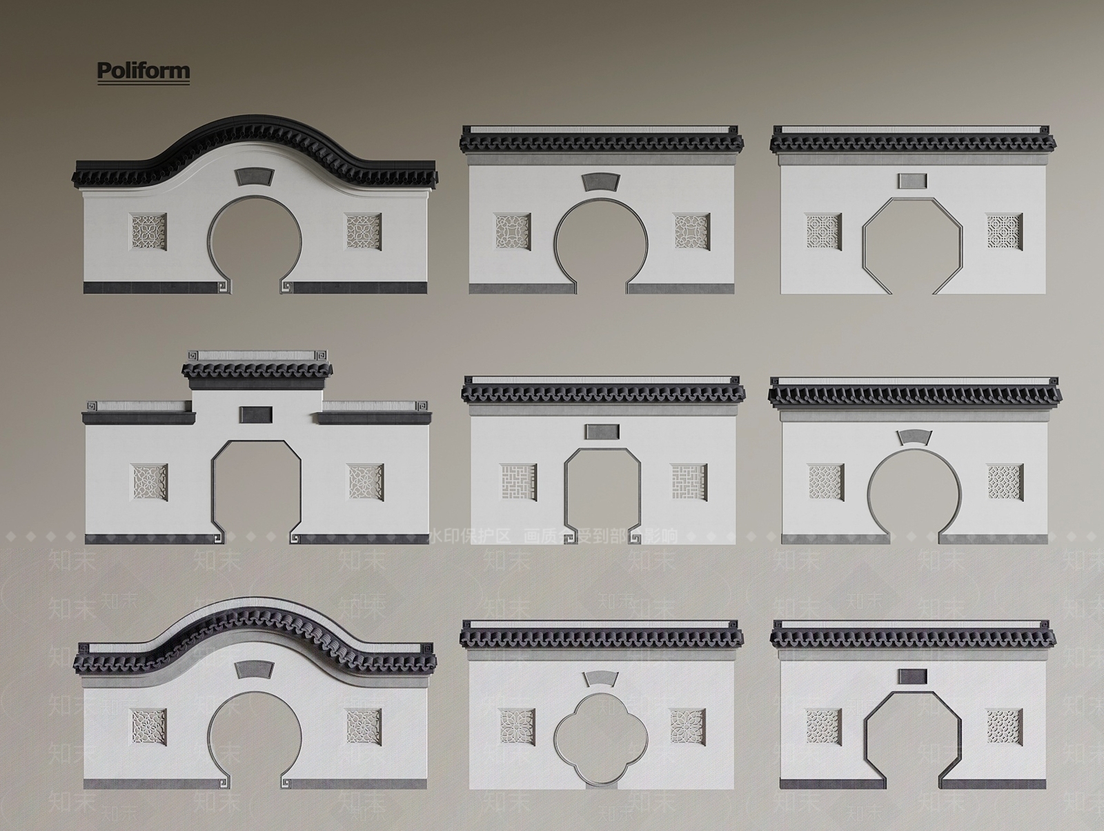 中式围墙3D模型下载【ID:1198971764】