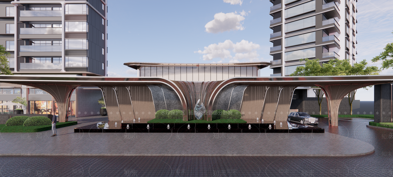 现代轻奢小区景观SU模型下载【ID:1198974621】