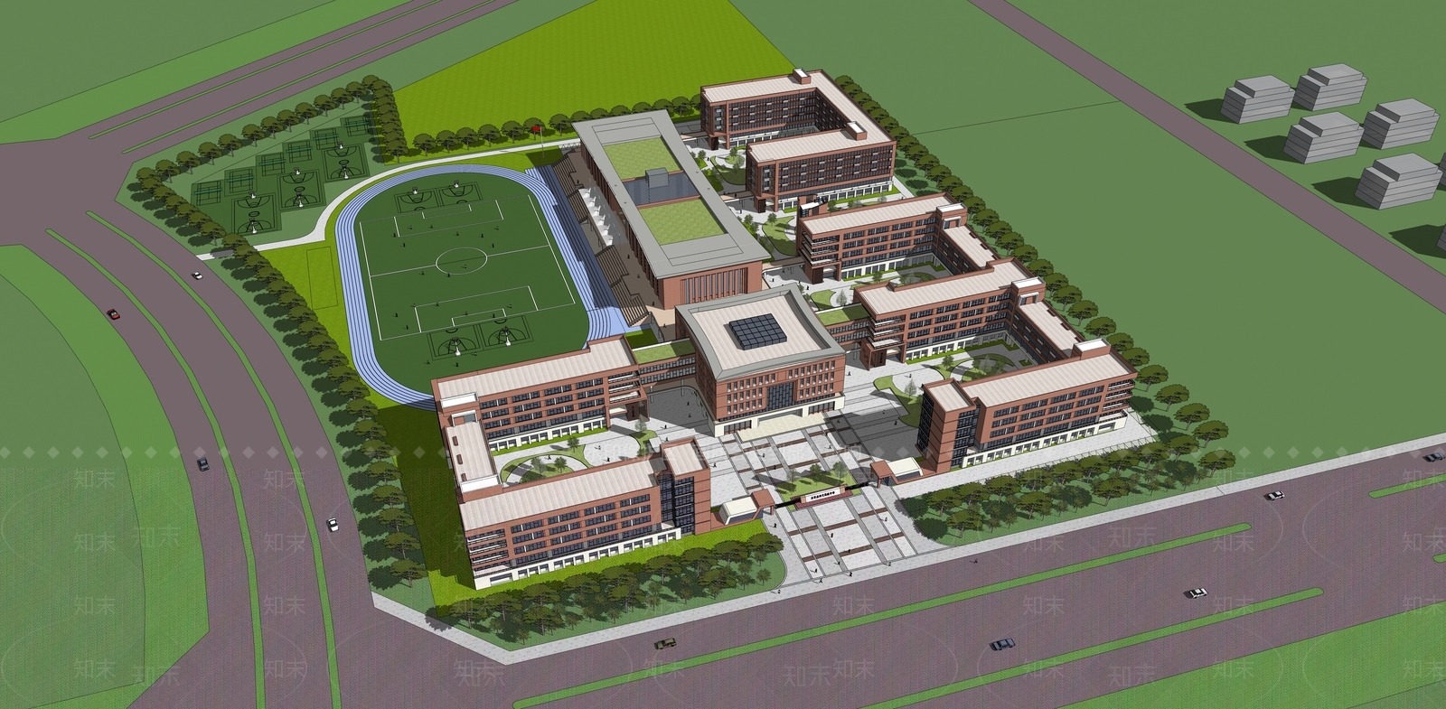 现代学校建筑SU模型下载【ID:1198978325】