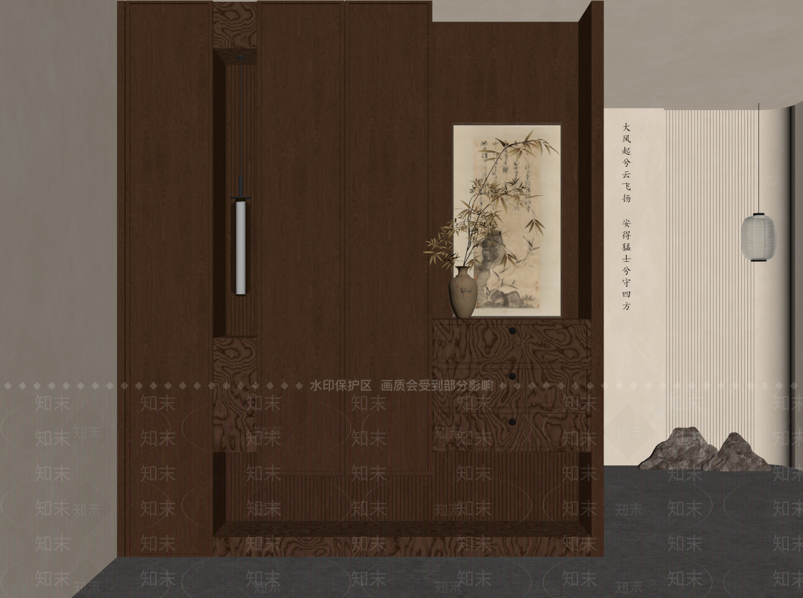 新中式鞋柜SU模型下载【ID:1198978007】