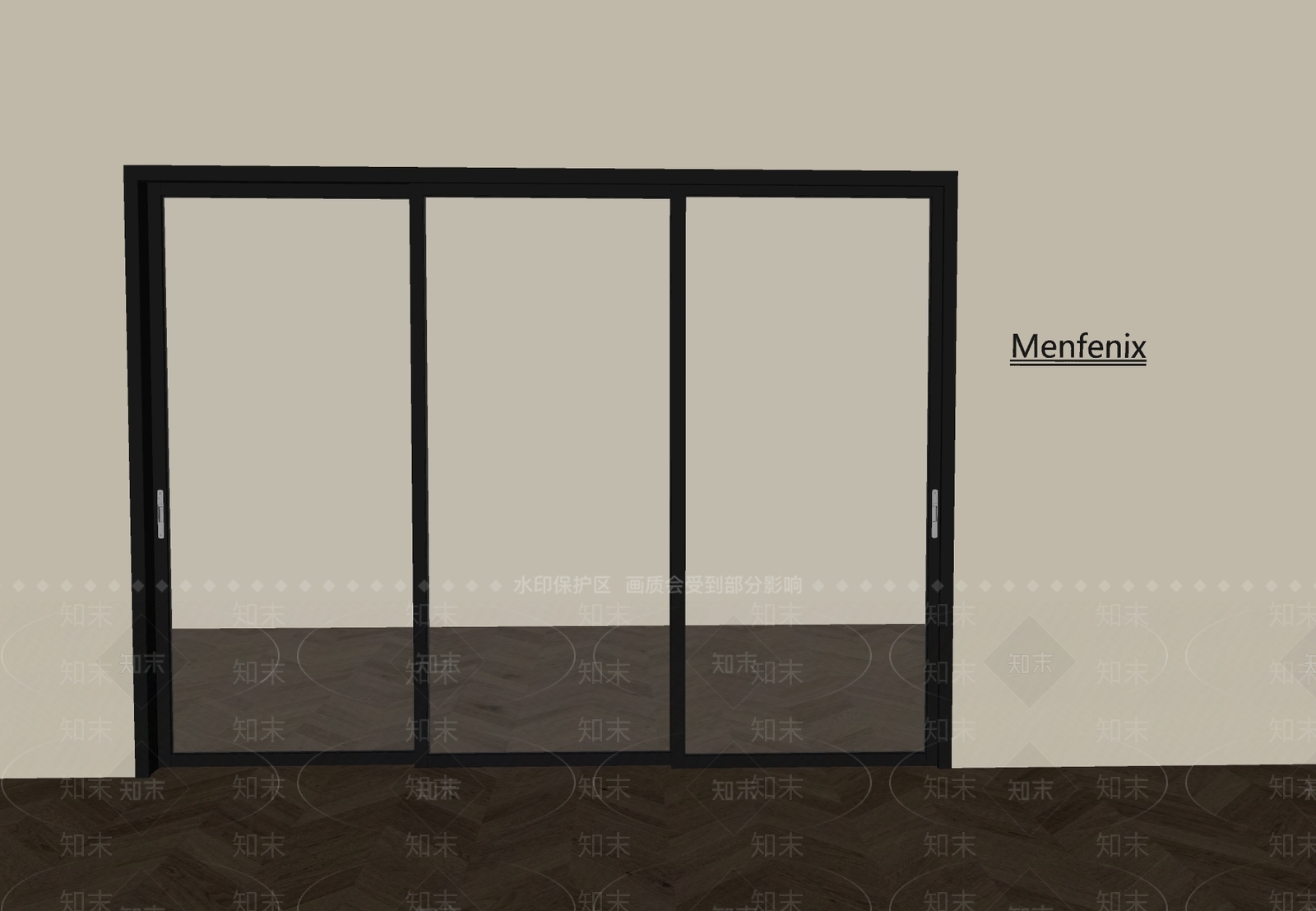现代推拉门SU模型下载【ID:1198980990】