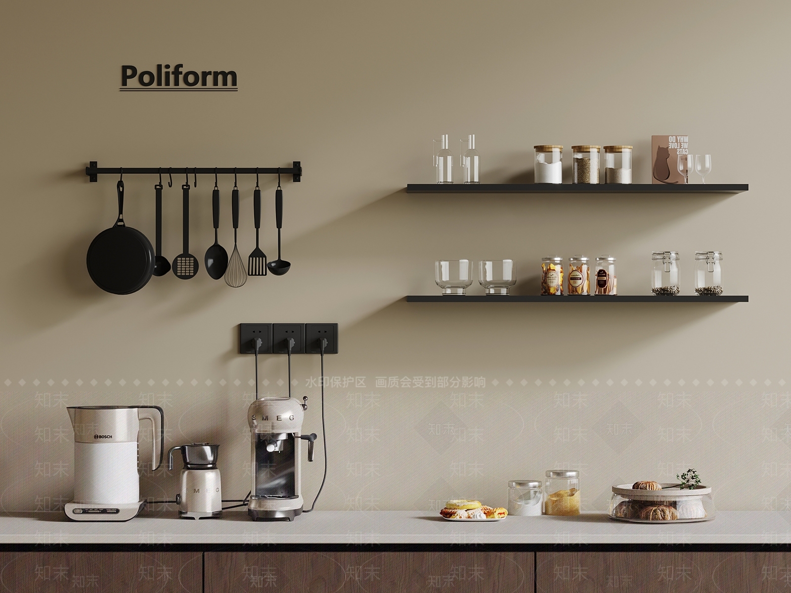 厨房用品组合SU模型下载【ID:1198985489】