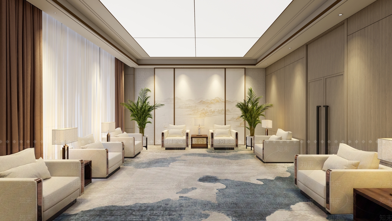 新中式轻奢接待室SU模型下载【ID:1199064738】