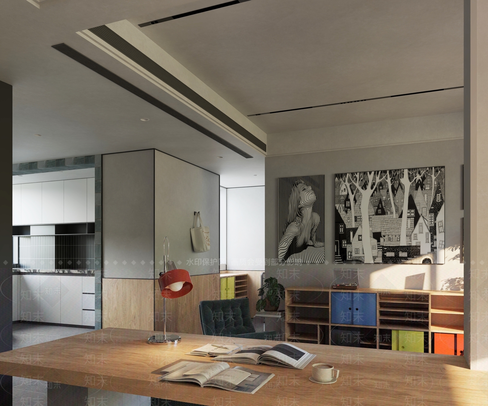 现代原木家居客厅3D模型下载【ID:1198999484】