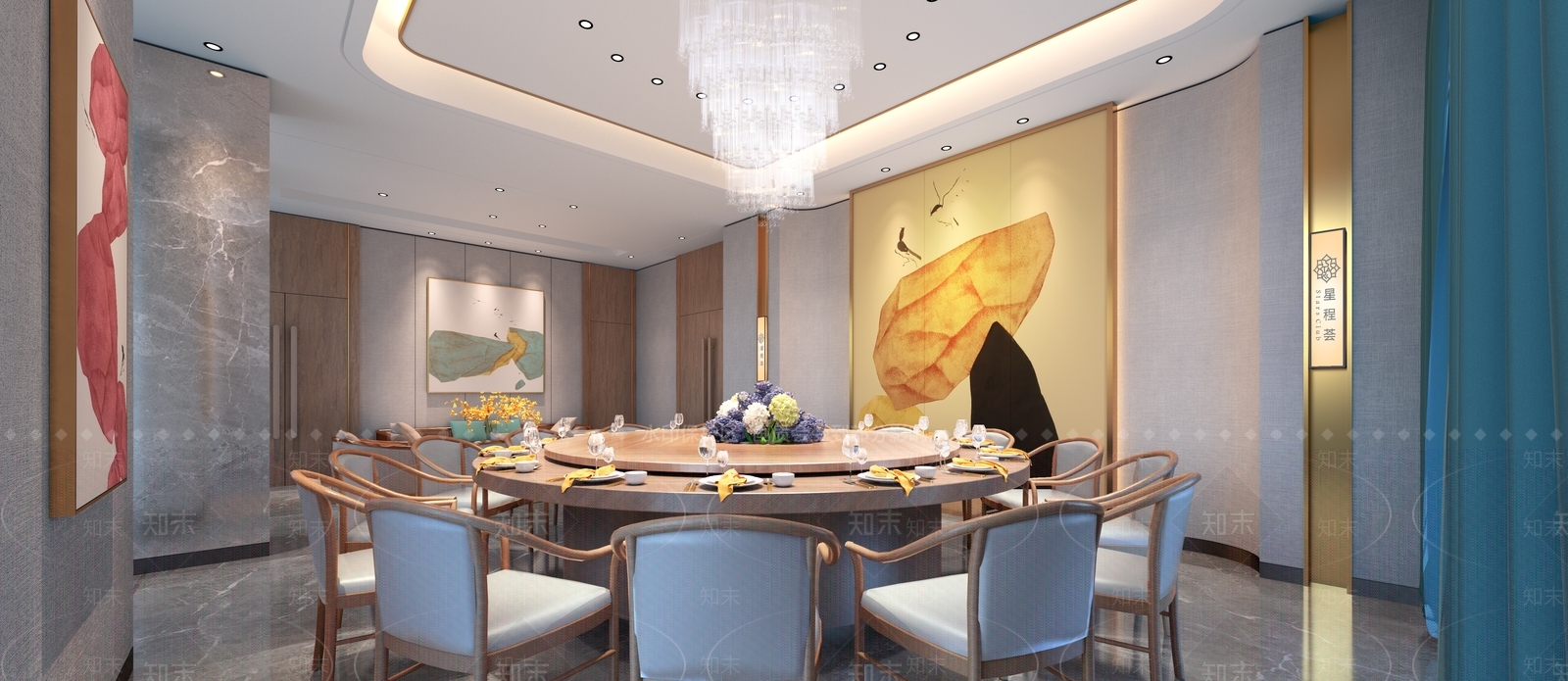新中式中式中餐厅SU模型下载【ID:1199010066】