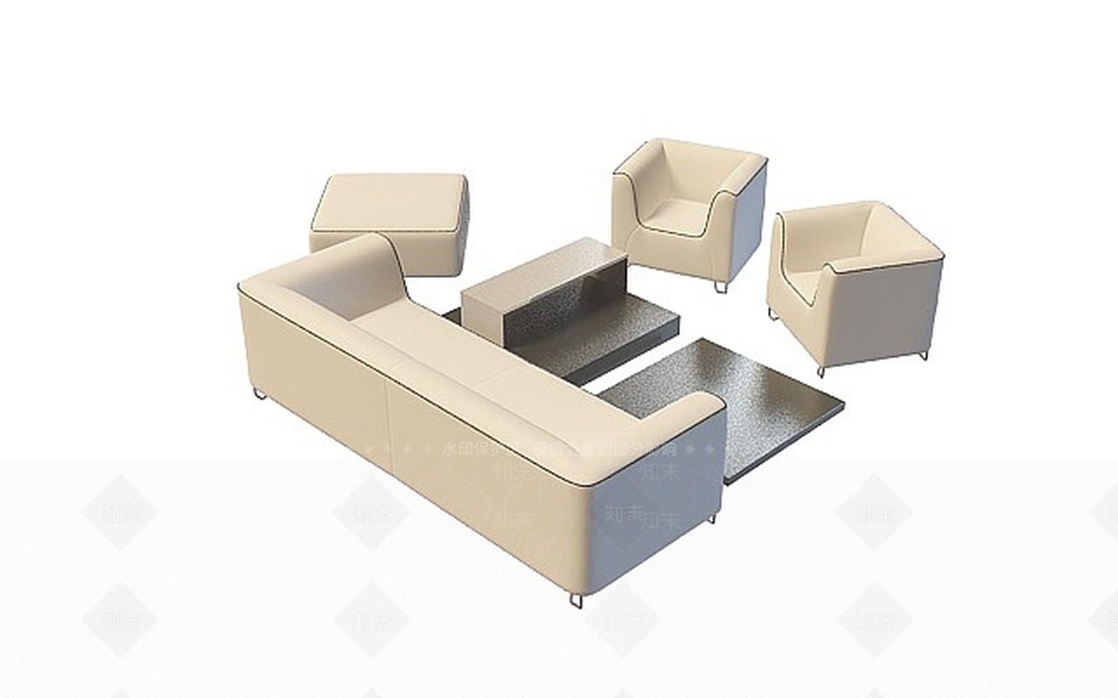 现代皮艺沙发茶几3D模型下载【ID:1199015987】