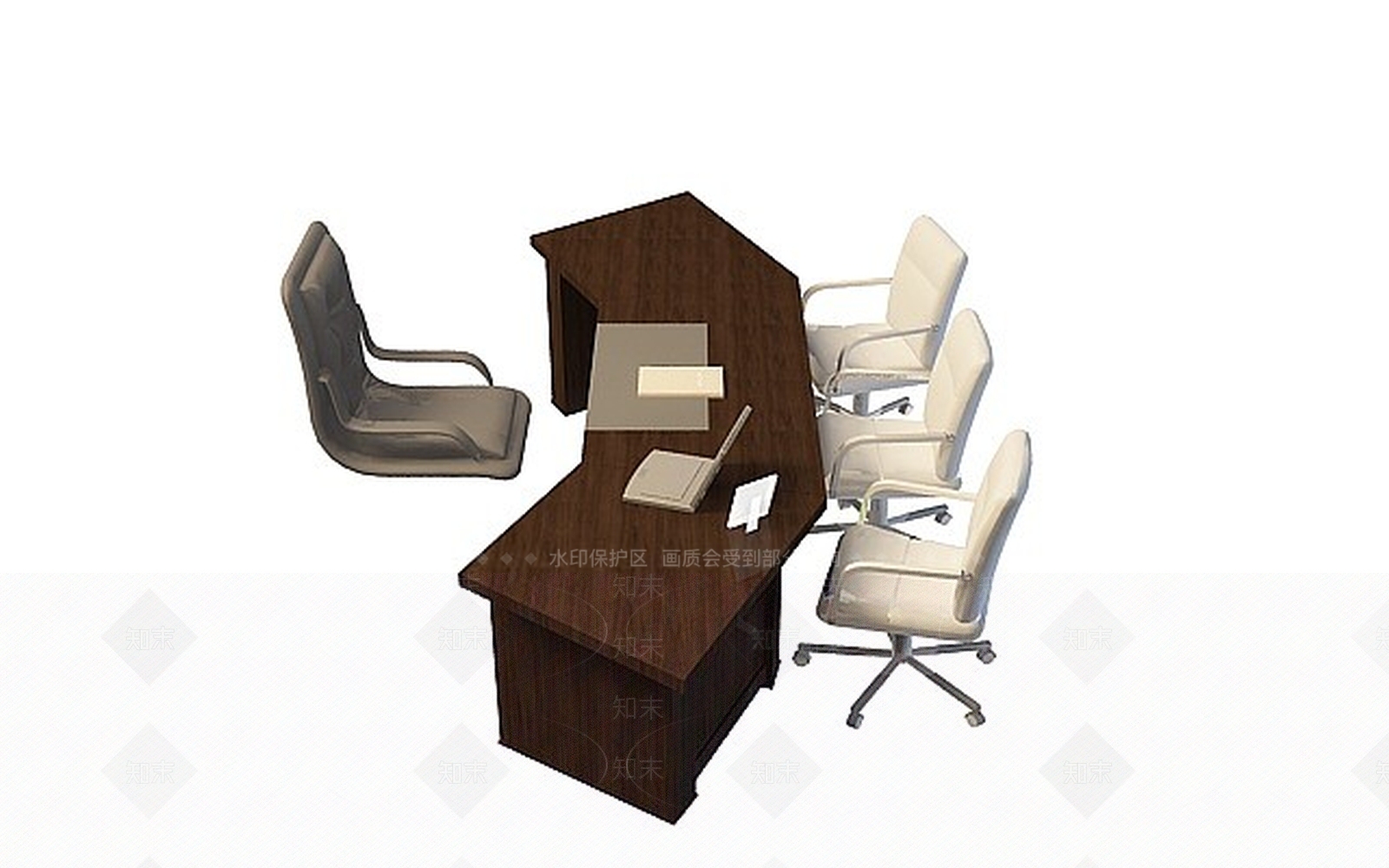 现代豪华办公桌椅3D模型下载【ID:1199019883】