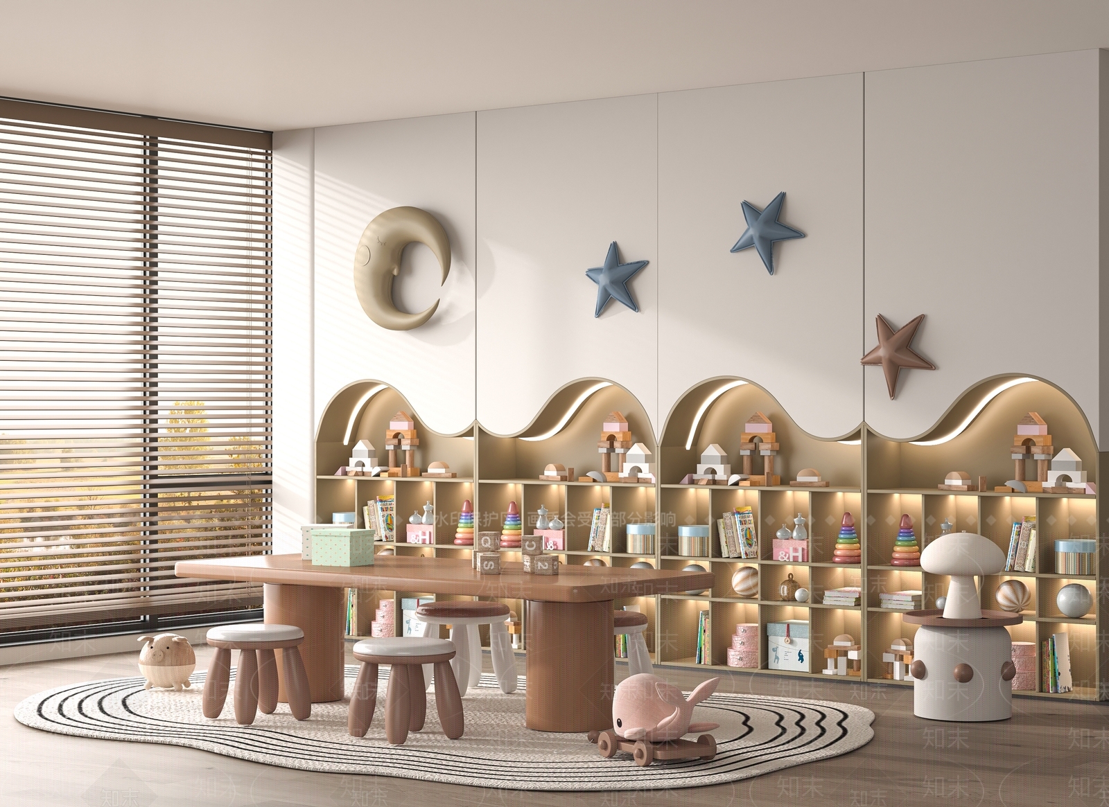 现代儿童桌椅3D模型下载【ID:1199021440】