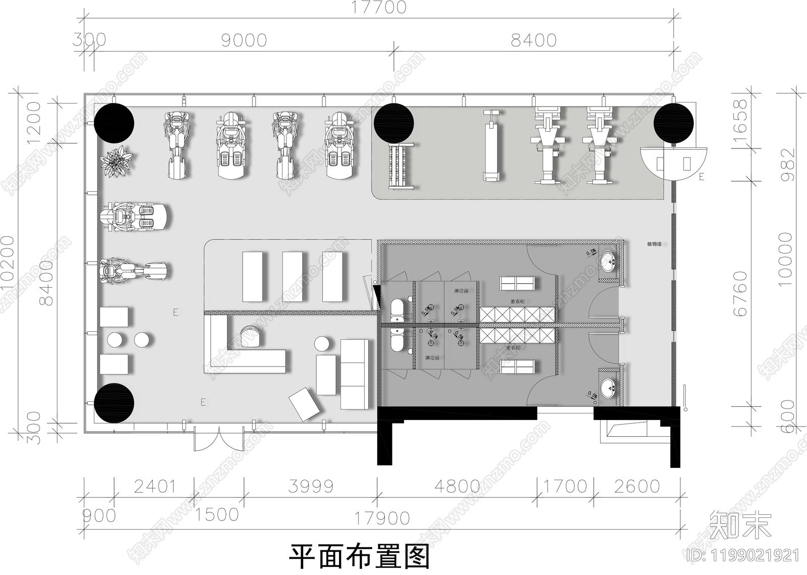 现代健身房施工图下载【ID:1199021921】