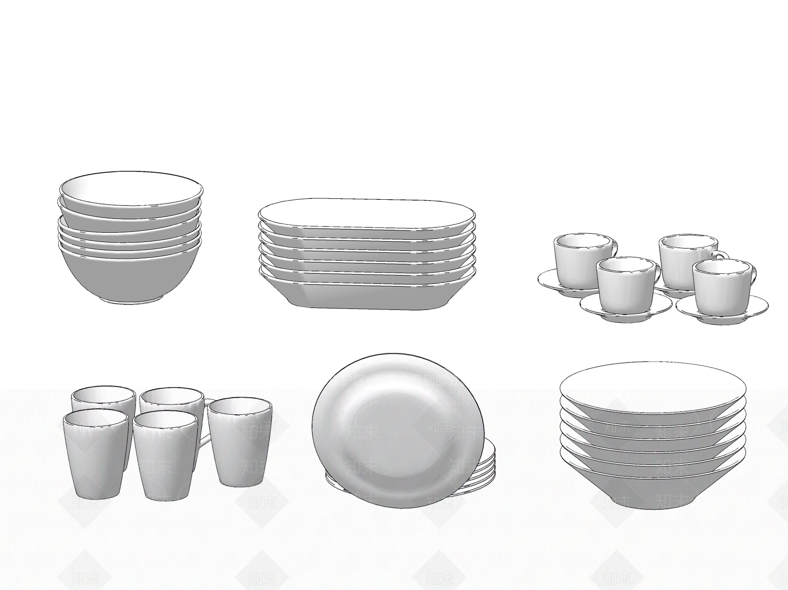 厨房用品组合SU模型下载【ID:1199023045】
