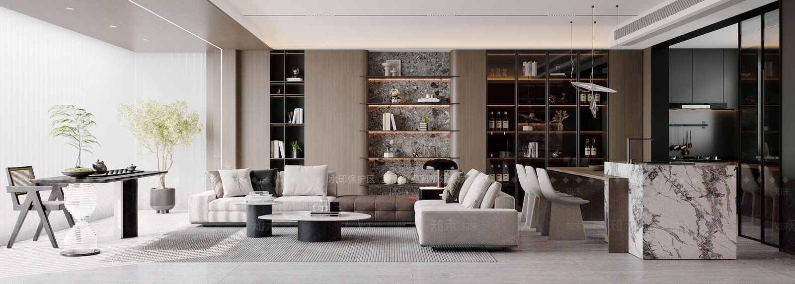 意式轻奢客餐厅3D模型下载【ID:1199023447】