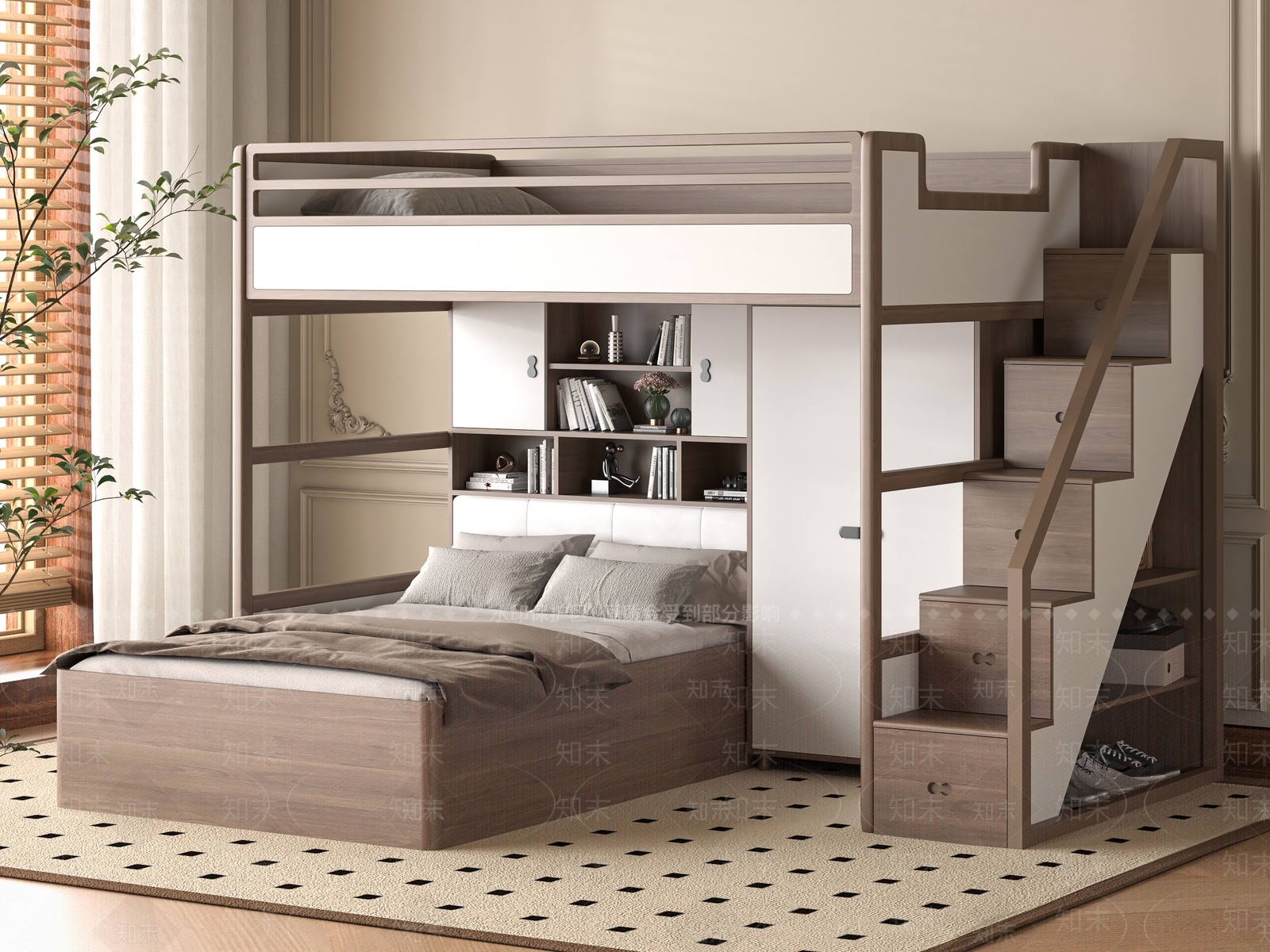 现代上下床3D模型下载【ID:1199026846】