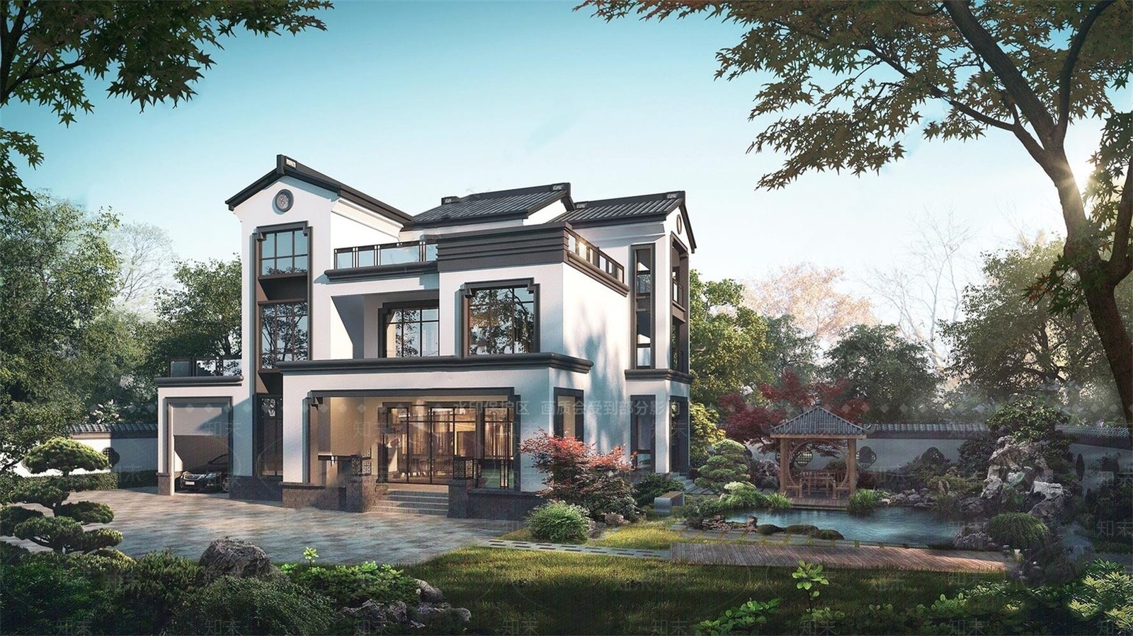 新中式中式乡村民房SU模型下载【ID:1199030737】