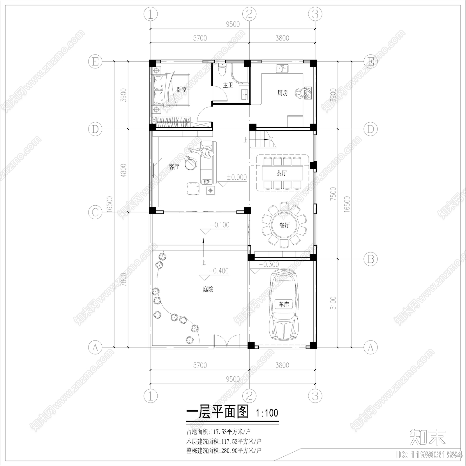 现代别墅建筑施工图下载【ID:1199031894】