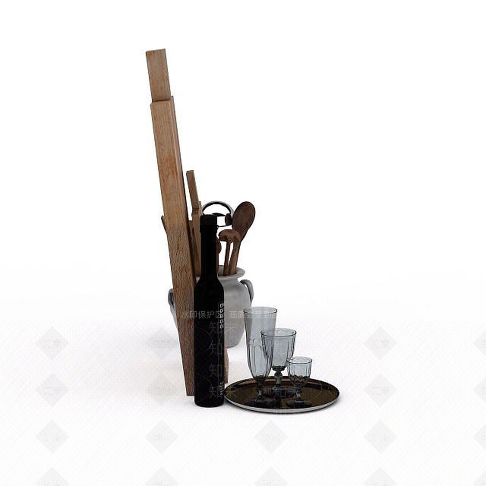 现代厨房陈设品3D模型下载【ID:1199034065】