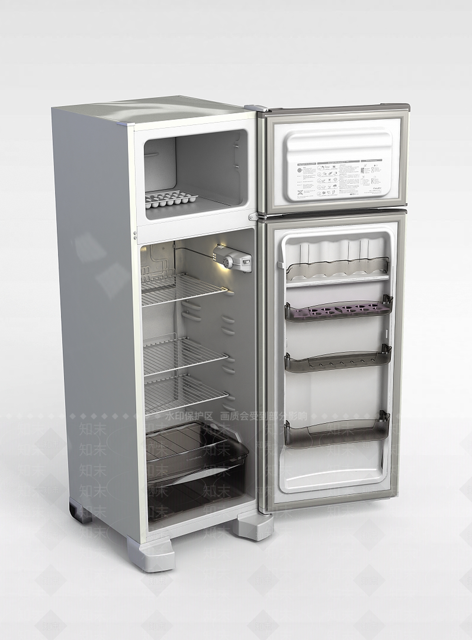 现代双层冰箱3D模型下载【ID:1199035243】