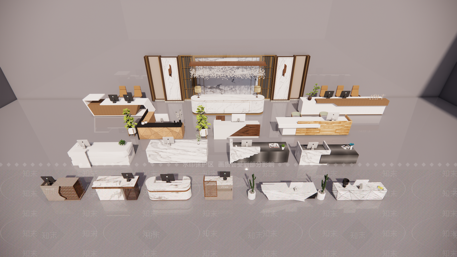 现代新中式其他办公区域SU模型下载【ID:1199035298】