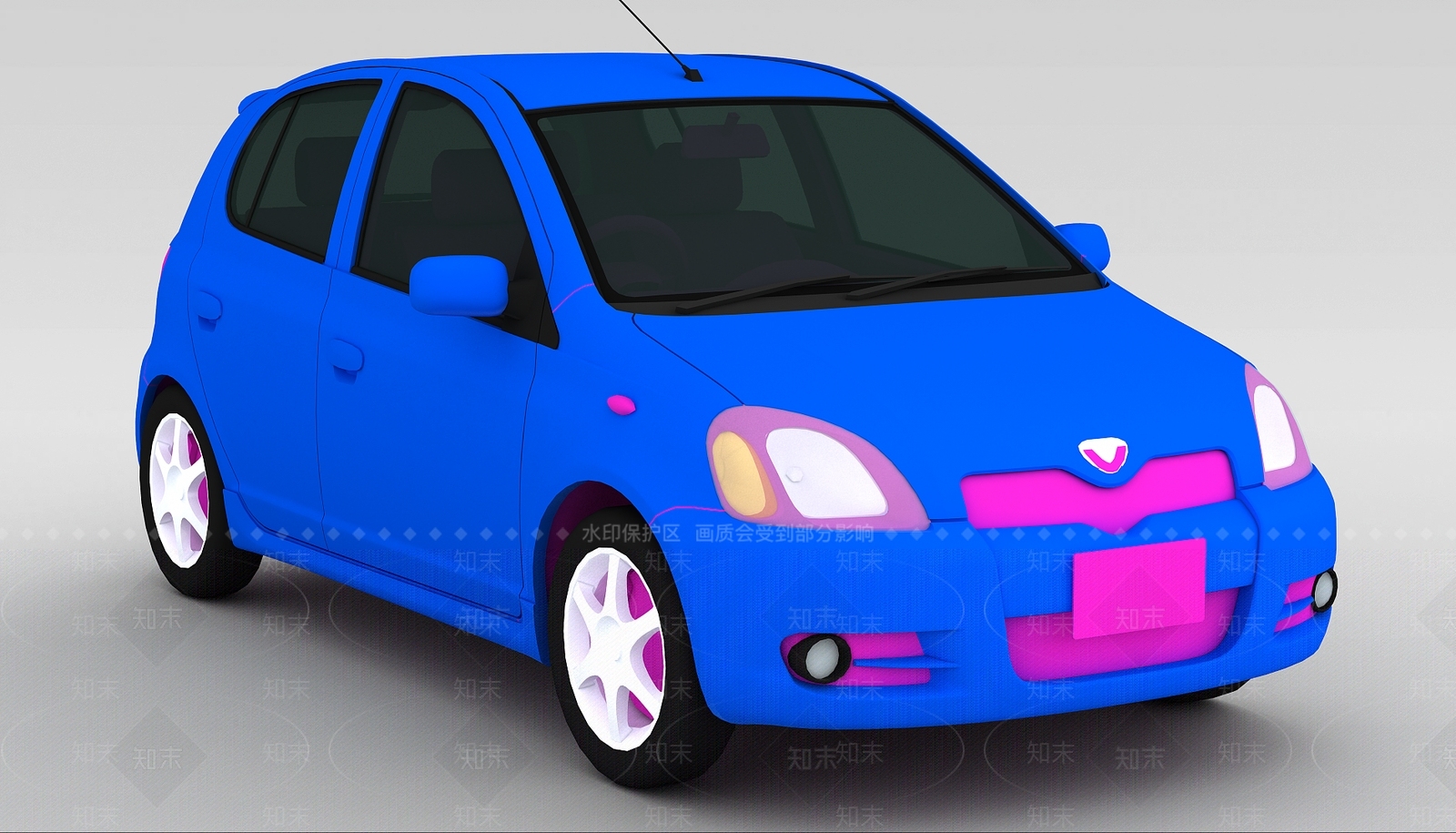 现代蓝色轿车3D模型下载【ID:1199041163】