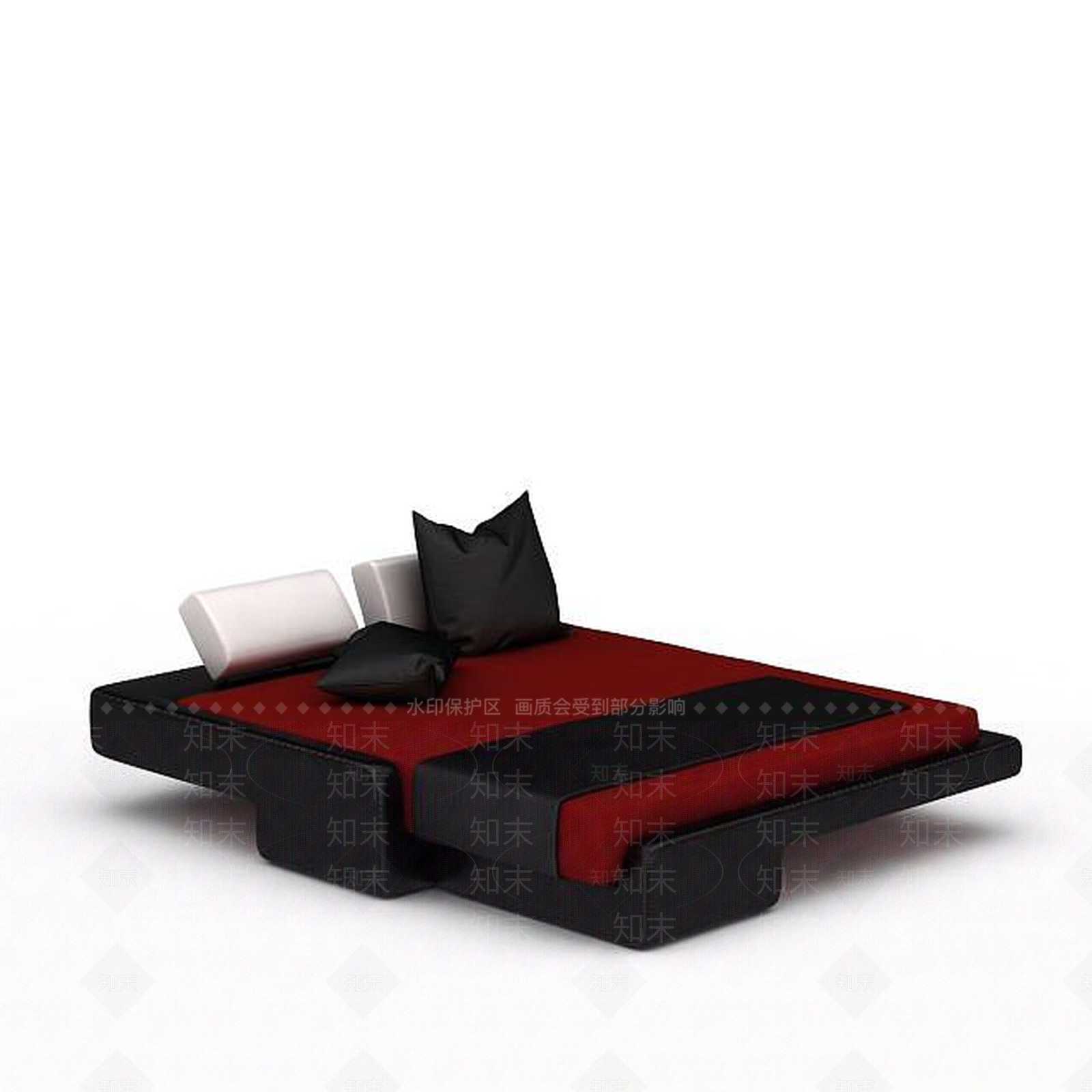 现代红色现代双人床3D模型下载【ID:1199043658】