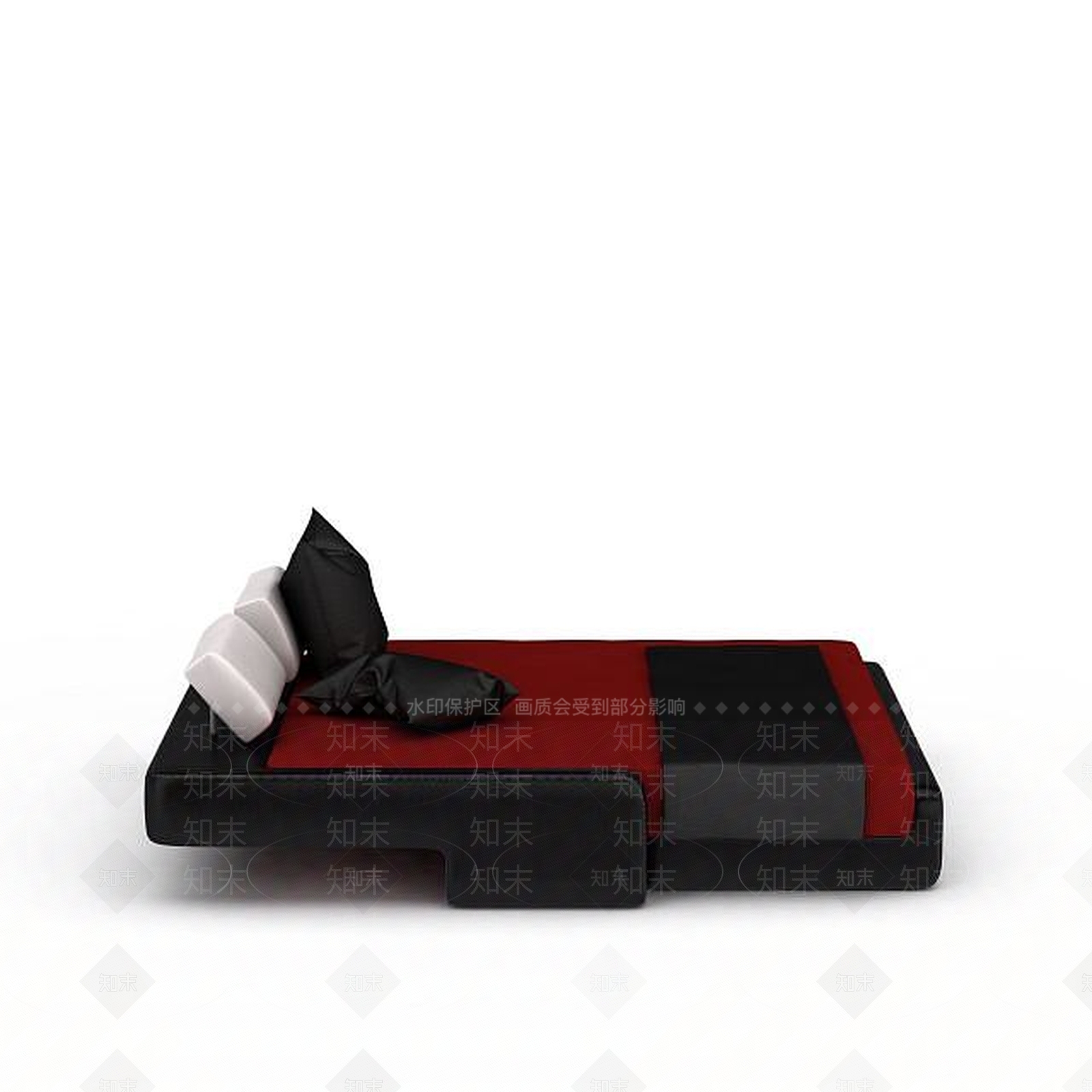 现代红色现代双人床3D模型下载【ID:1199043658】