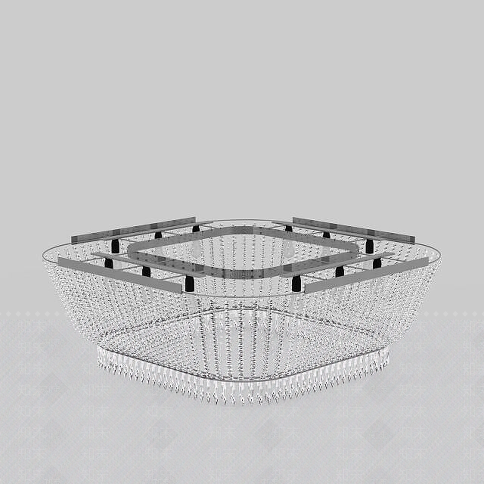 现代圆形水晶吊灯3D模型下载【ID:1199043911】