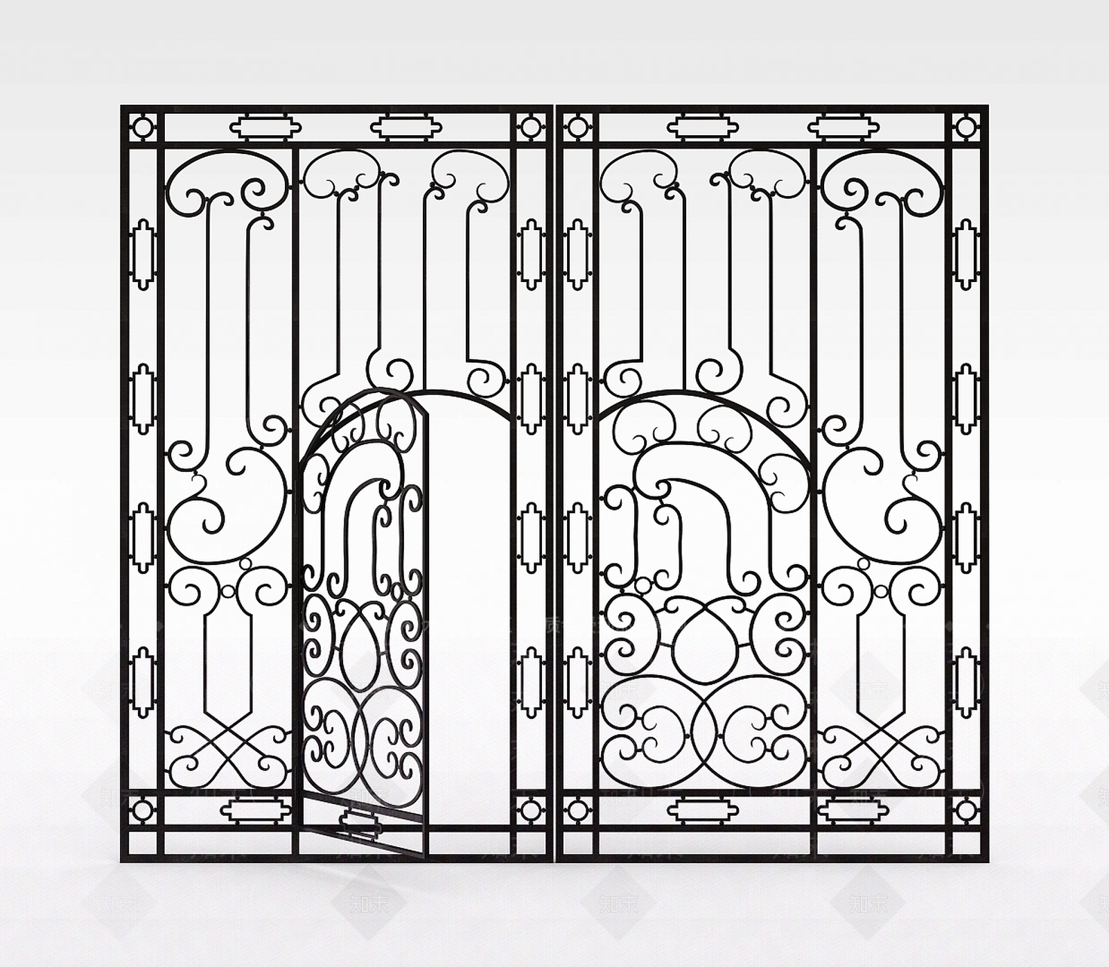 现代铁艺门3D模型下载【ID:1199046155】