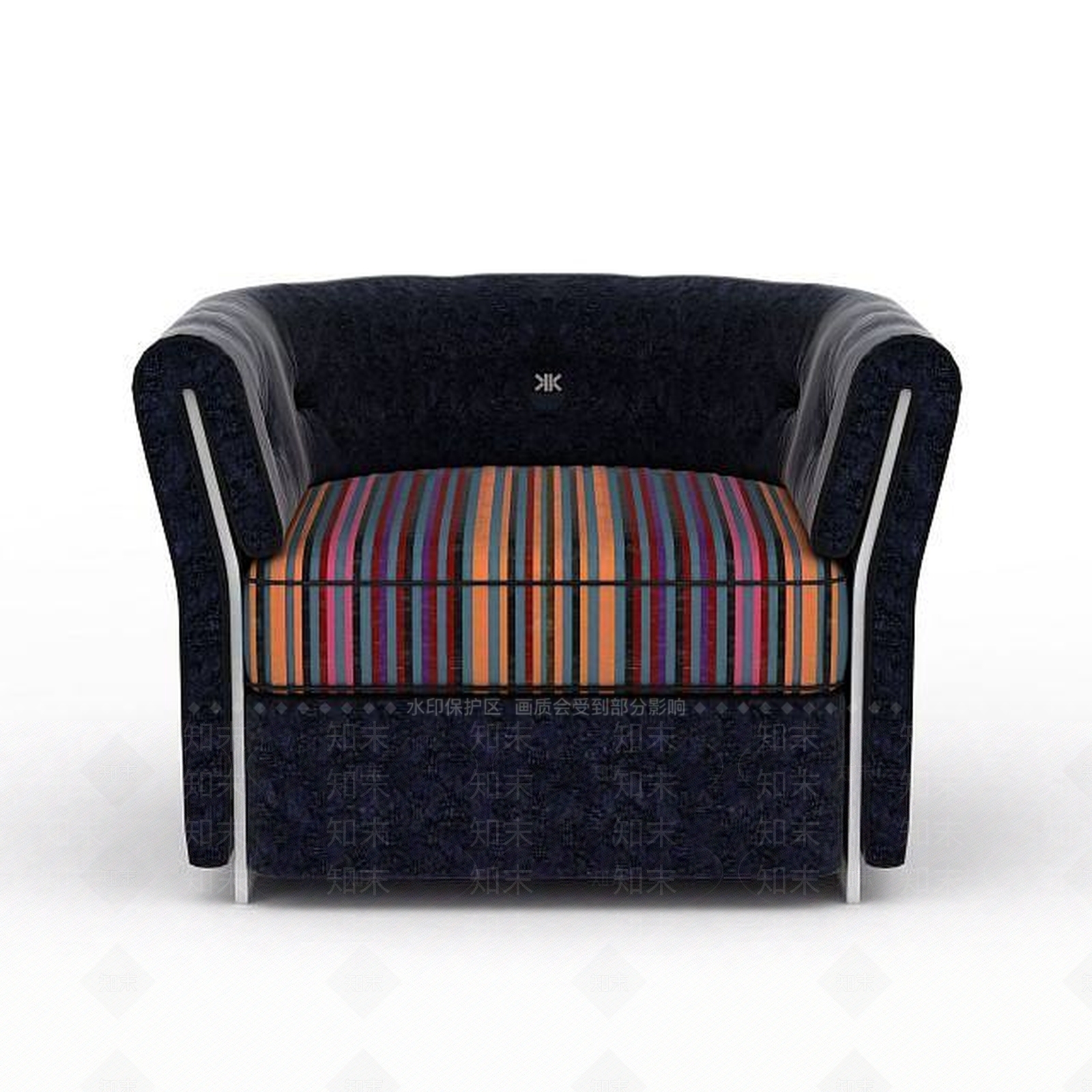 现代布艺单人沙发椅3D模型下载【ID:1199048650】