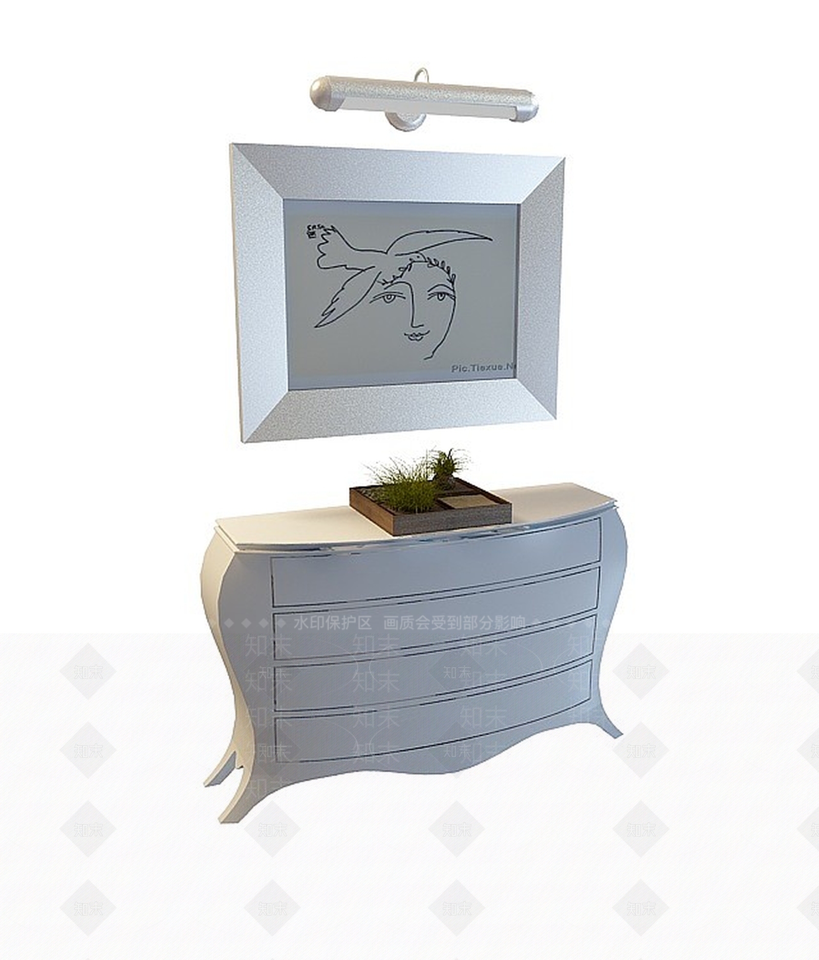 欧式古典欧式白色边柜3D模型下载【ID:1199051610】