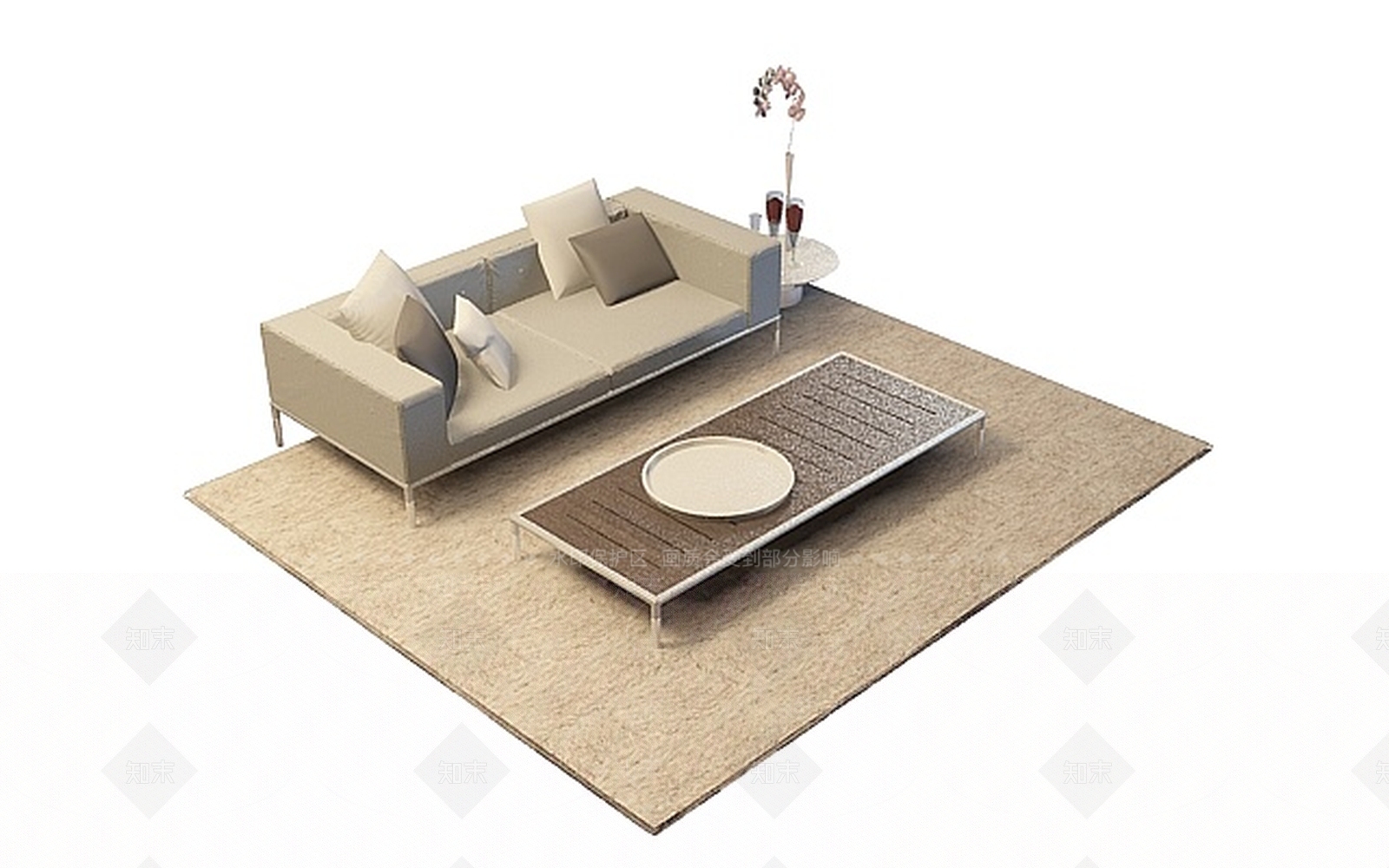 现代简约沙发茶几组合3D模型下载【ID:1199058225】