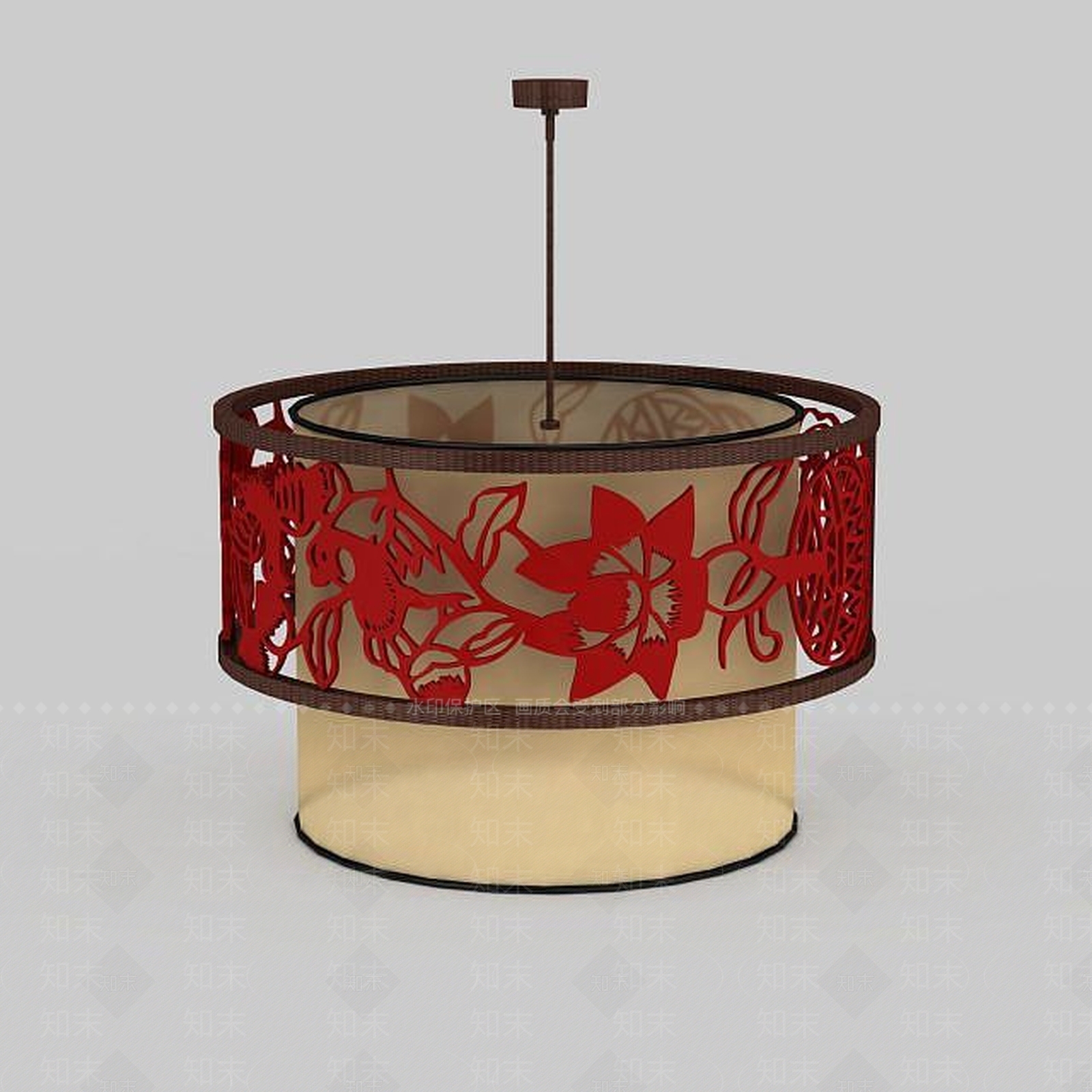 中式剪纸吊灯3D模型下载【ID:1199063536】