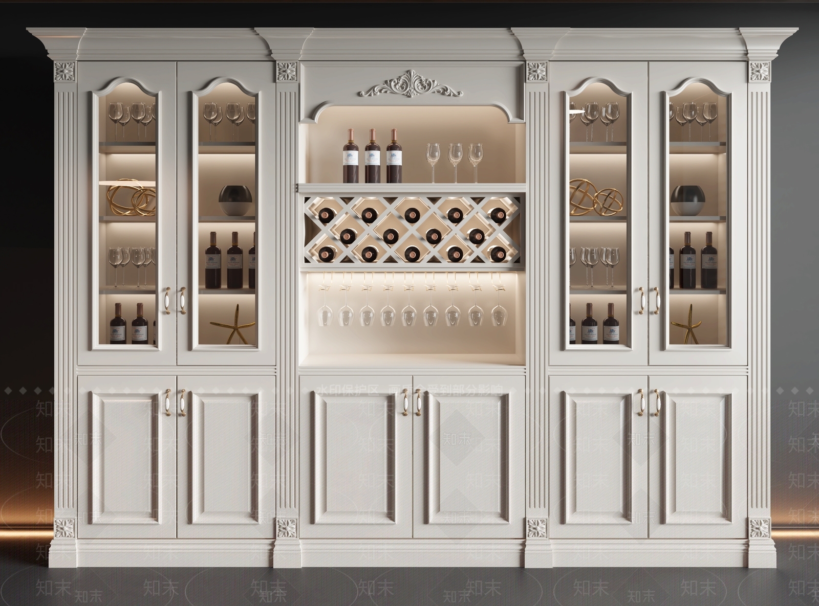 法式欧式酒柜SU模型下载【ID:1199069212】