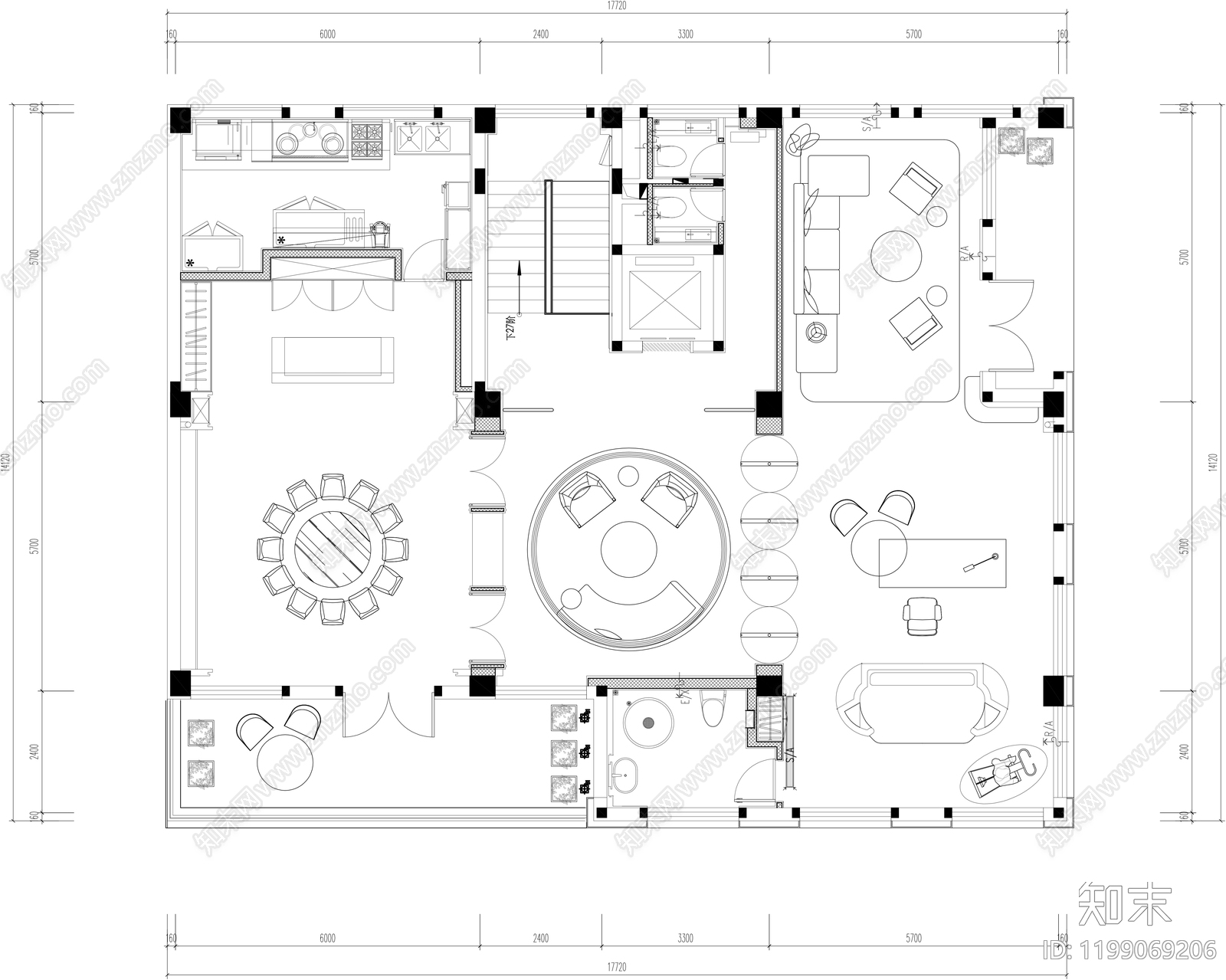 现代工作室cad施工图下载【ID:1199069206】