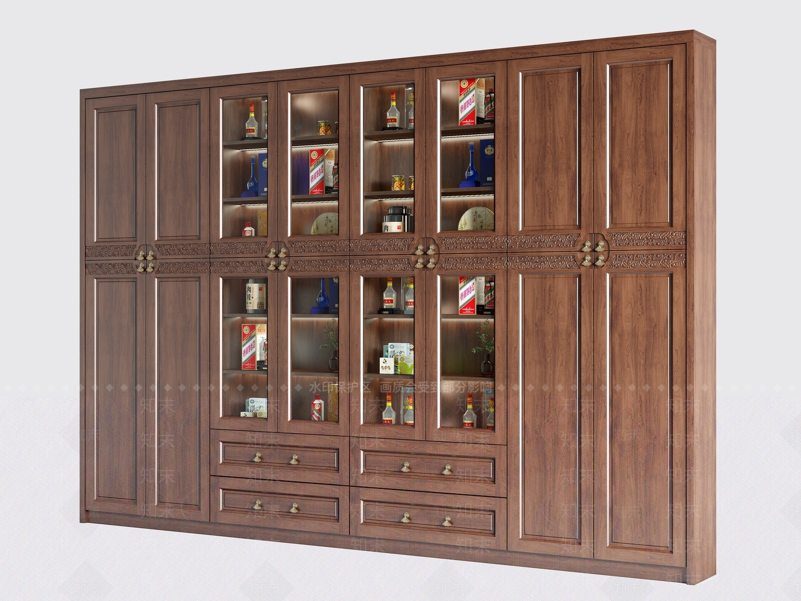 新中式酒柜3D模型下载【ID:1199073201】